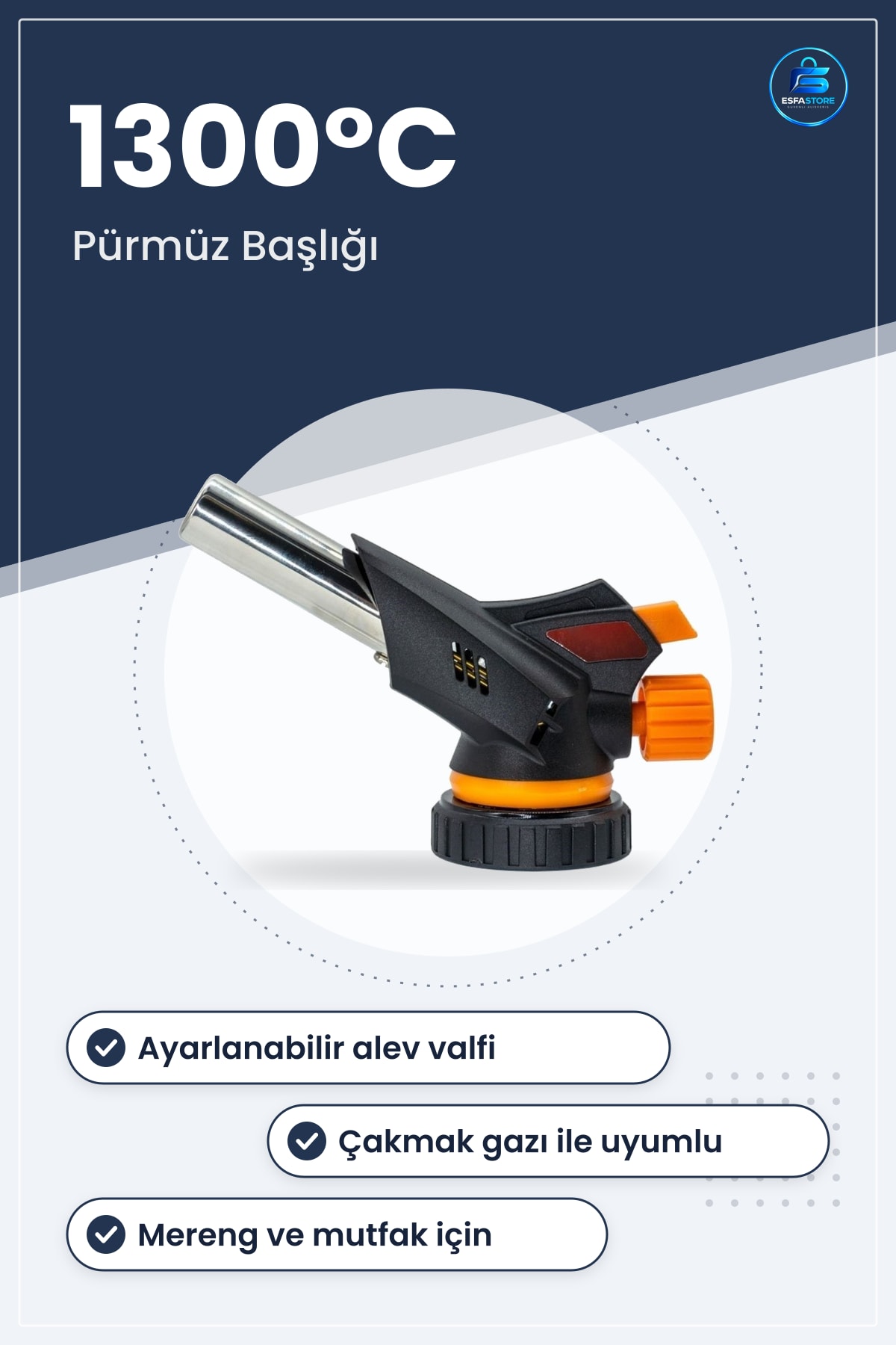 Kamp Pürmüz Başlığı Çakmak Gazı Uyumlu Mereng Yapımı İçin Ayarlanabilir Valfli Dayanıklı Pratik