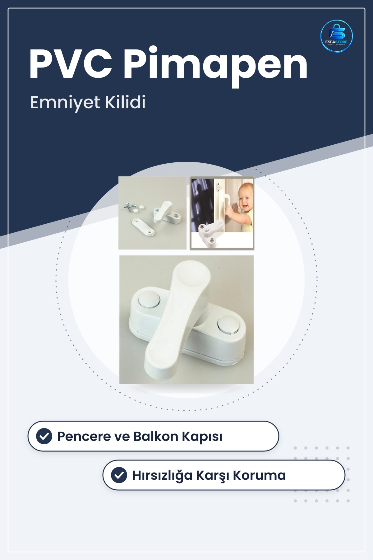 PVC Pimapen Pencere Balkon Kapısı Emniyet Kilidi Çocuk Güvenlik Aparatı Hırsızlığa Karşı Pratik