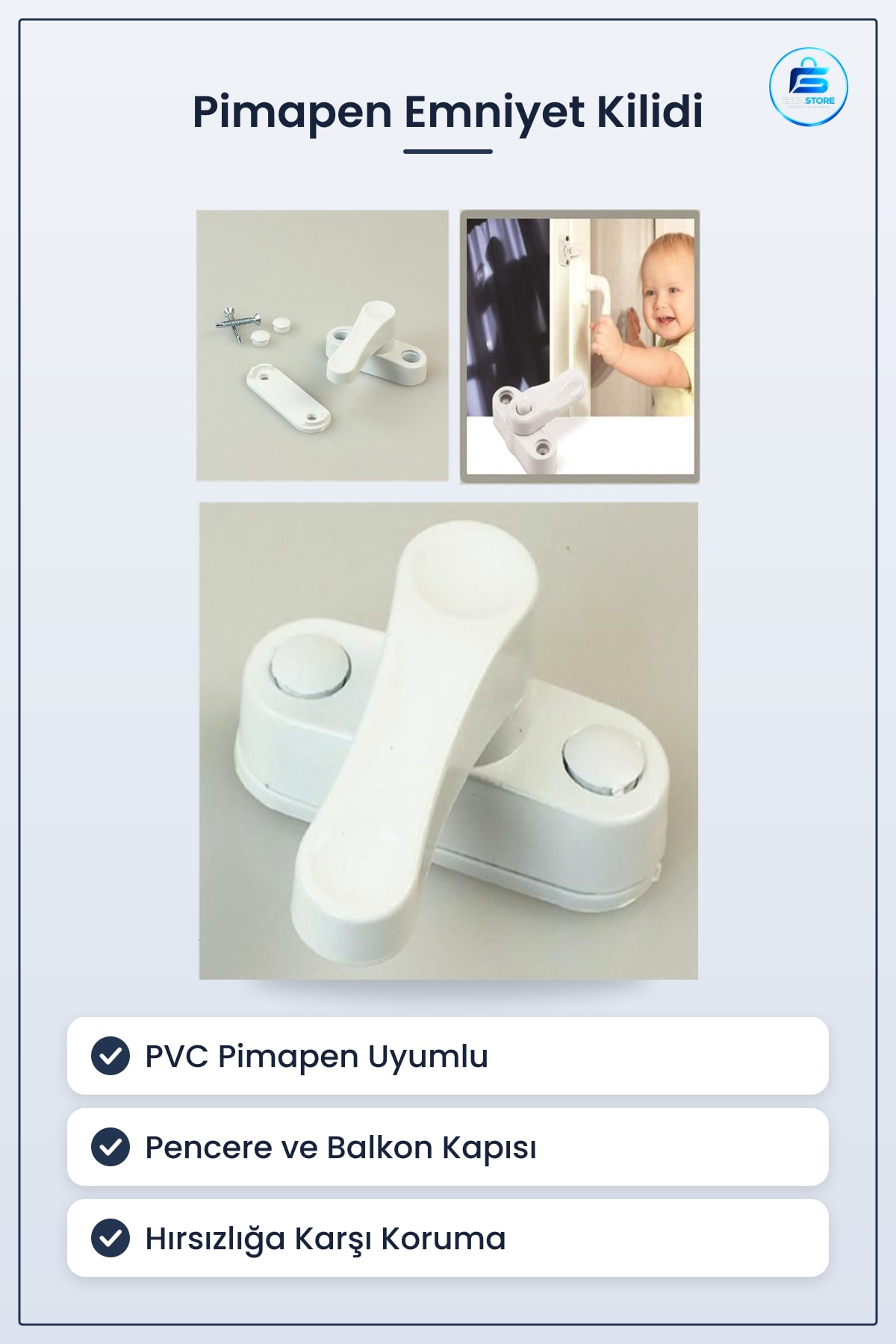 PVC Pimapen Pencere Balkon Kapısı Emniyet Kilidi Çocuk Güvenlik Aparatı Hırsızlığa Karşı Pratik