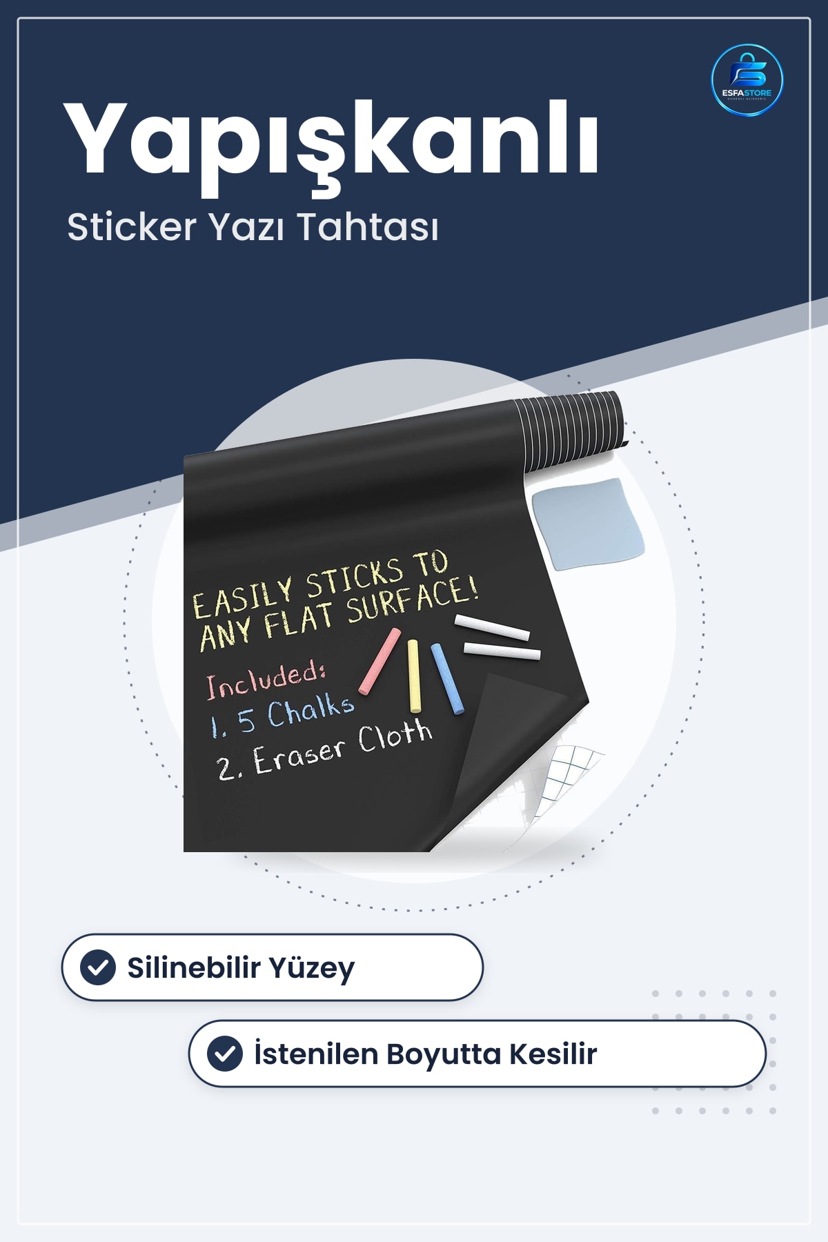 Çocuk Yazı Yazma Tahtası Sticker Rulo Yapışkanlı Silinebilir Duvar Kaplama Hediyelik Dayanıklı