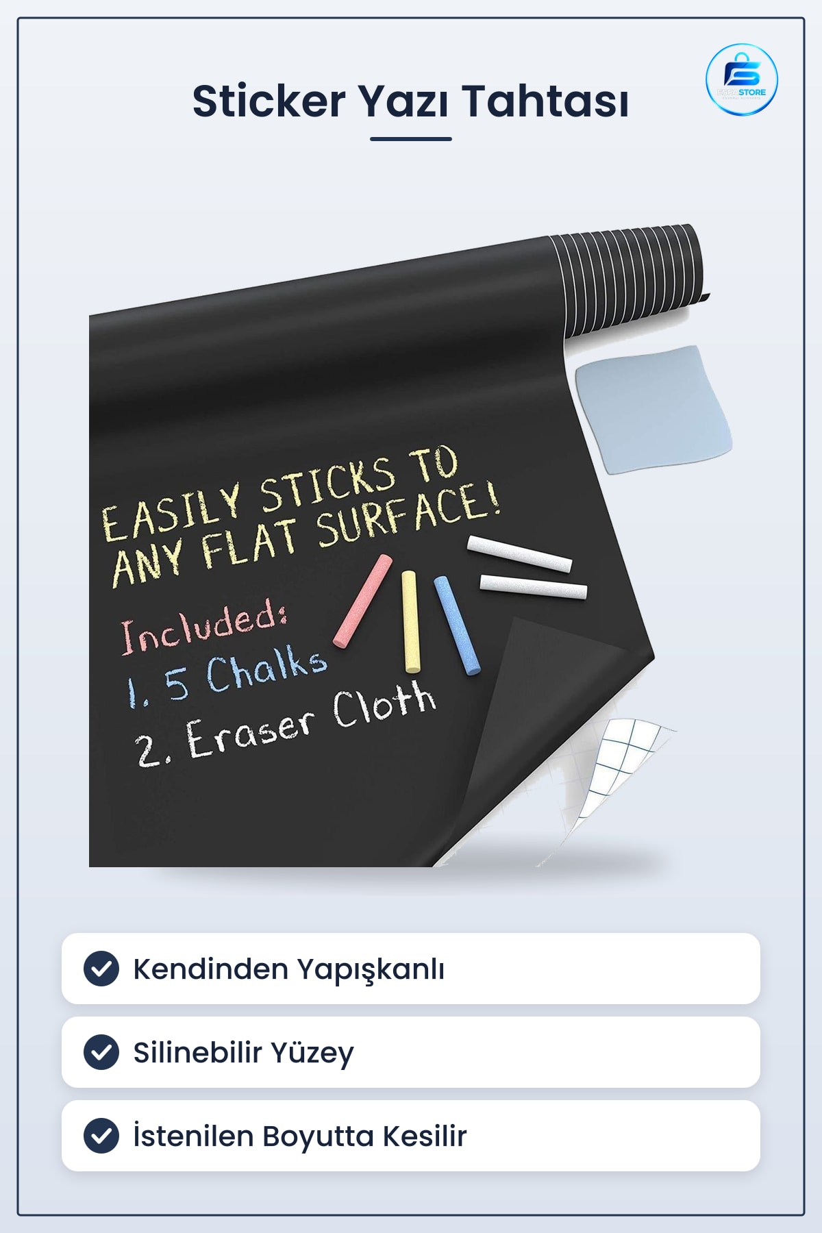 Çocuk Yazı Yazma Tahtası Sticker Rulo Yapışkanlı Silinebilir Duvar Kaplama Hediyelik Dayanıklı