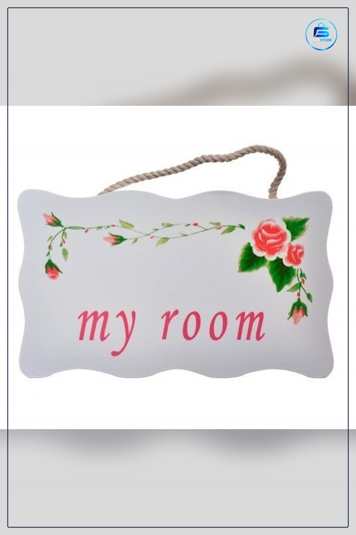Kapı Askası Dekoratif Çiçek Desenli My Room Benim Odam Yazılı Halatlı Tabela Oda Dekorasyonu