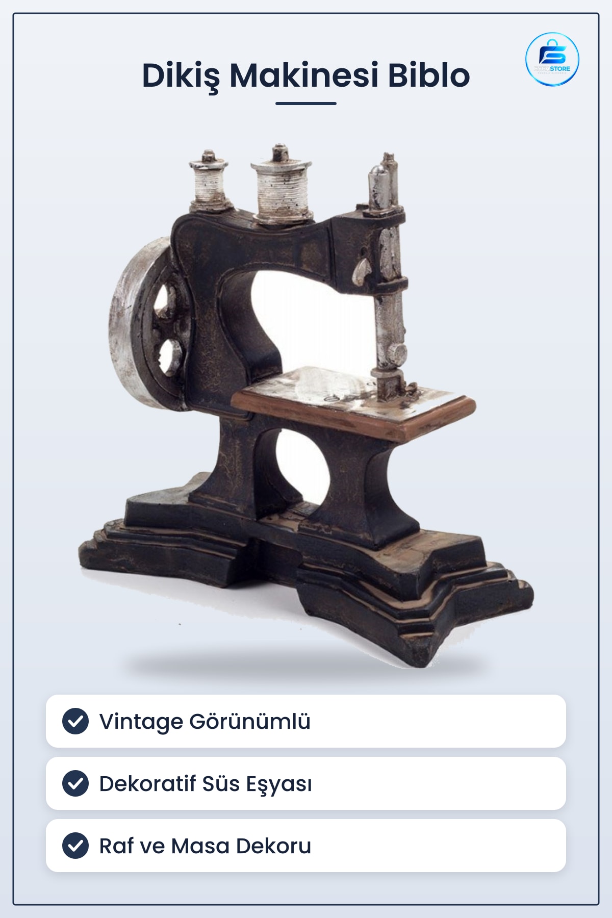 Nostaljik Dikiş Makinesi Biblo Dekoratif Süs Eşyası Hediyelik Vintage Görünümlü Masa Dekorasyonu