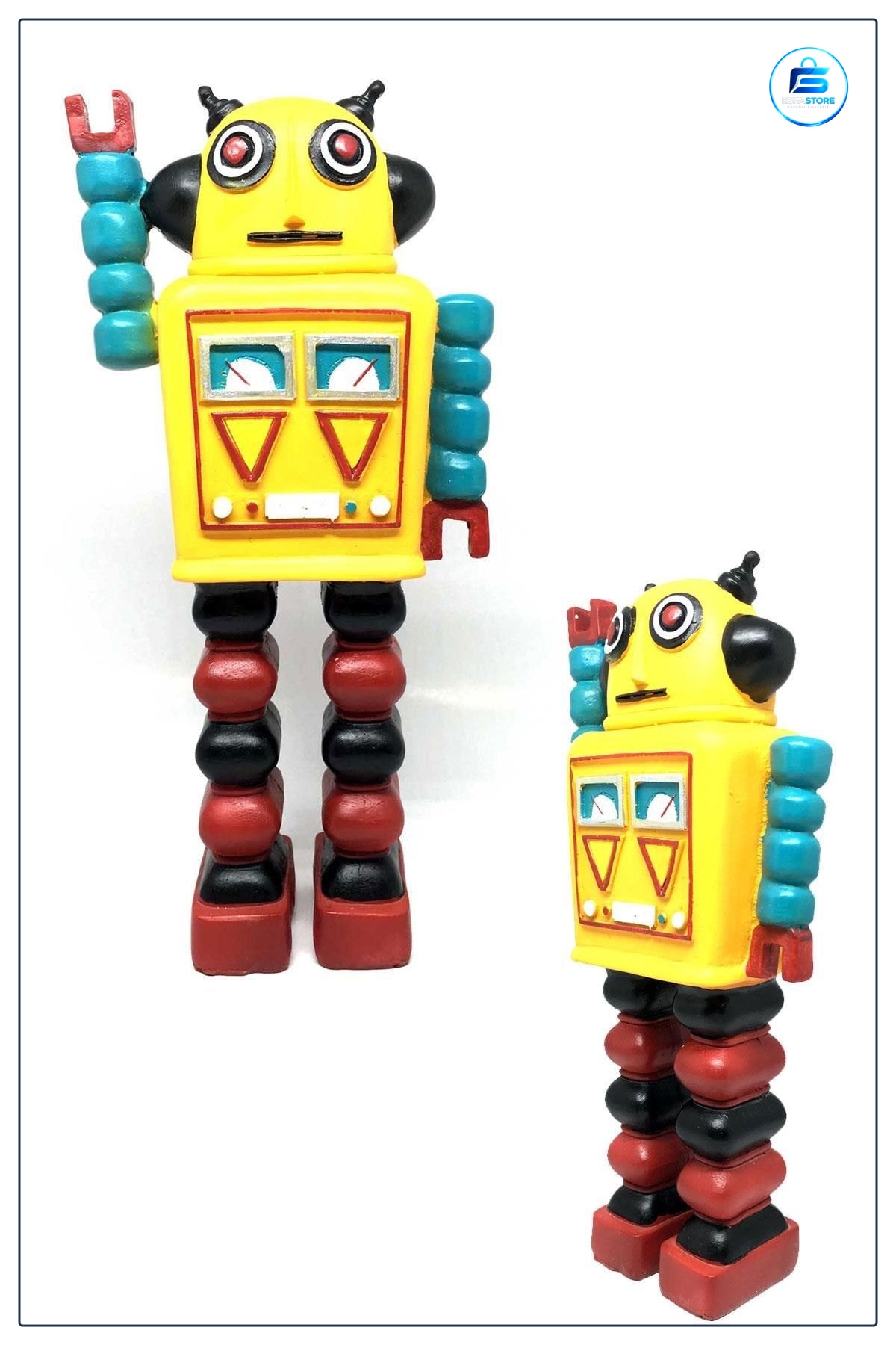 Uzaylı Robot Şeklinde Nostaljik Biblo Figür 9cm x 14cm 28cm Polyester Hediyelik Süs Eşyası
