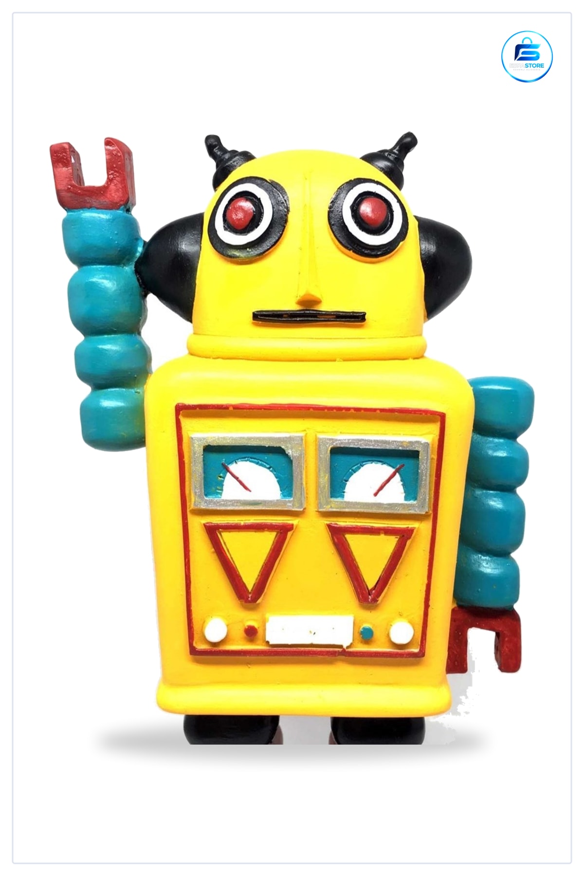 Uzaylı Robot Şeklinde Nostaljik Biblo Figür 9cm x 14cm 28cm Polyester Hediyelik Süs Eşyası