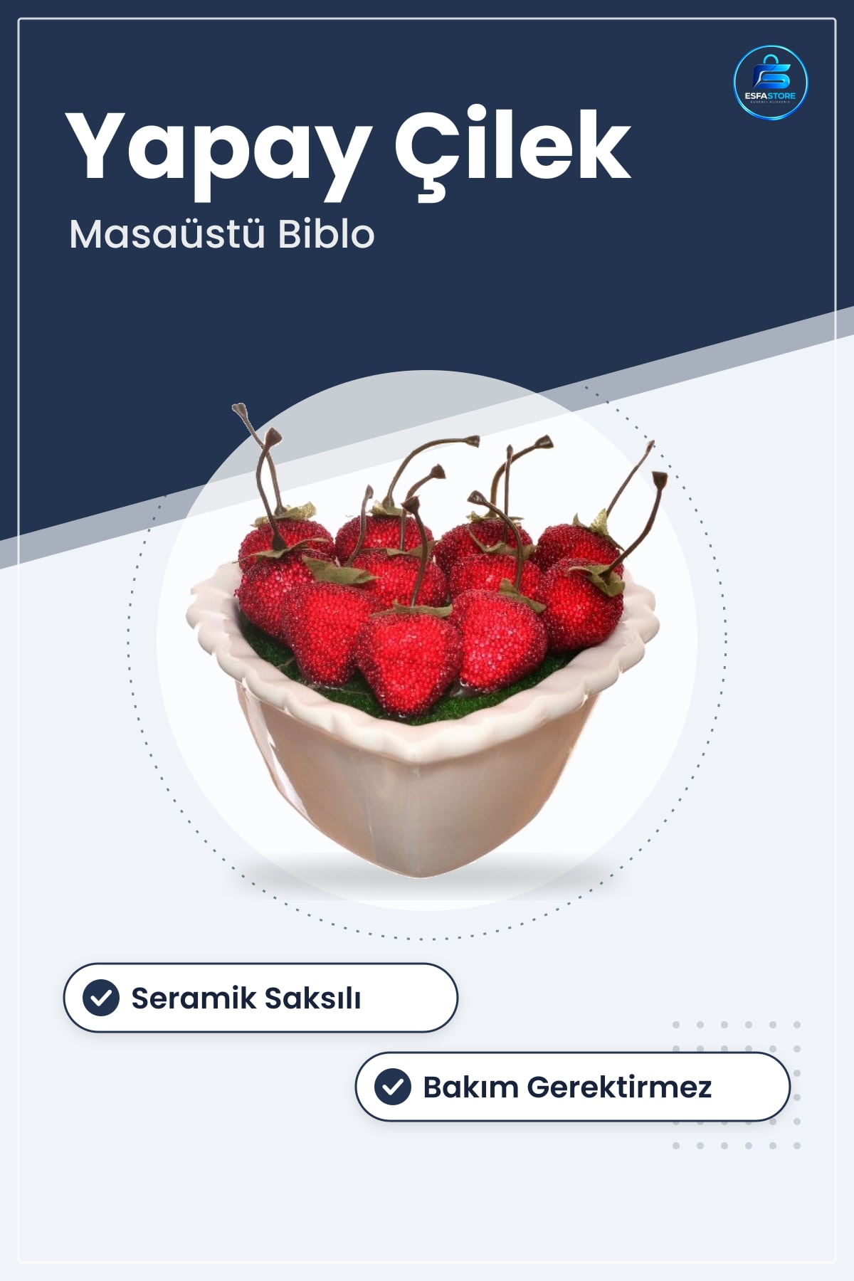 Yapay Çilek Biblo Seramik Saksda Masaüstü Dekoratif Süs Eşyası Hediyelik Ev Dekoru Kullanışlı