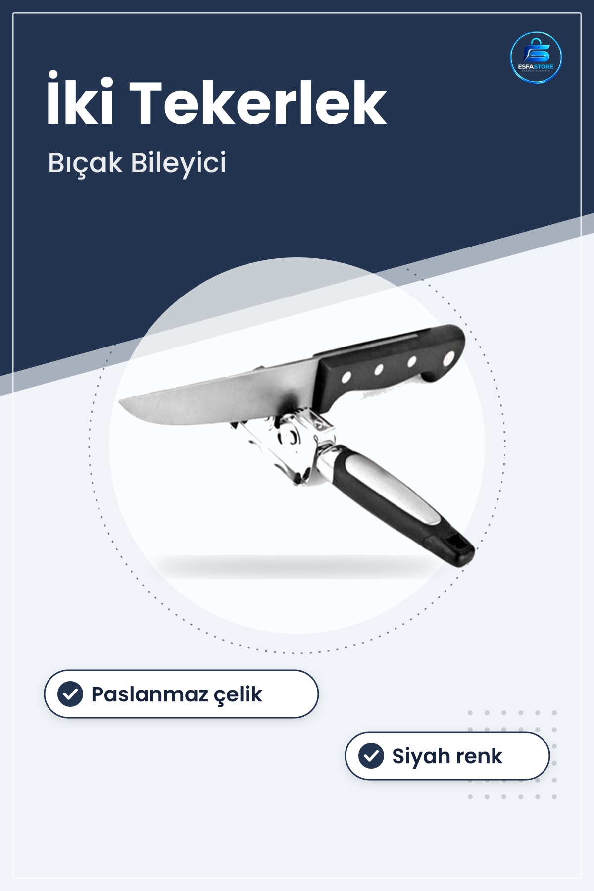 Bıçak Bileme Keskinleştirme Aleti Paslanmaz Çelik Kolay Bileyici Siyah Mutfak Aparatı