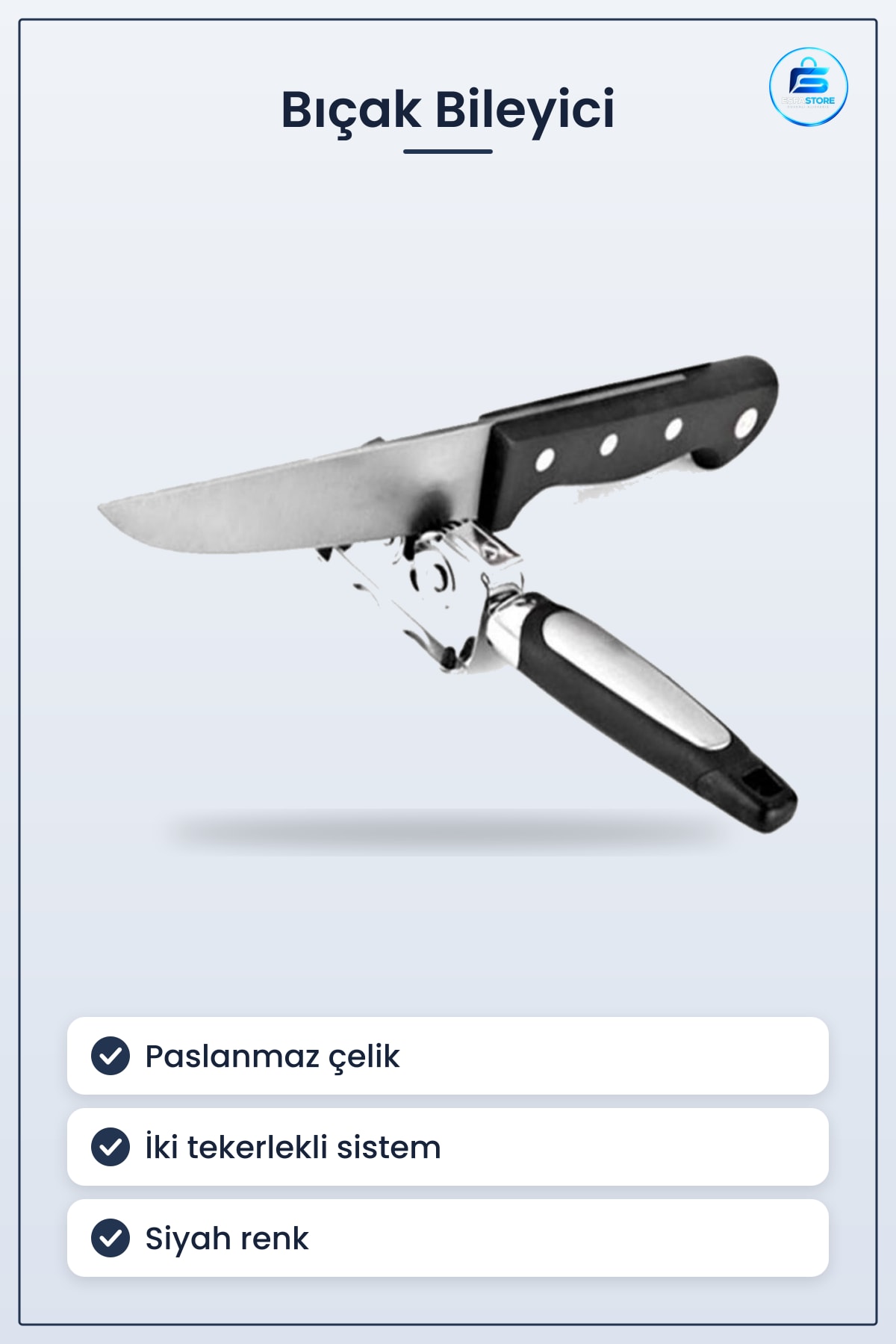 Bıçak Bileme Keskinleştirme Aleti Paslanmaz Çelik Kolay Bileyici Siyah Mutfak Aparatı