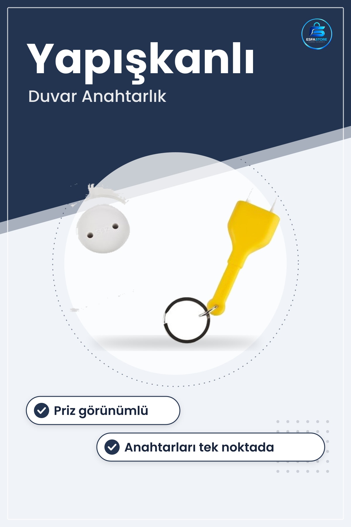 Priz Görünümlü Dekoratif Yapışkanlı Duvar Anahtarlık Askılık Kapı Tipi 9 cm x Kullanışlı