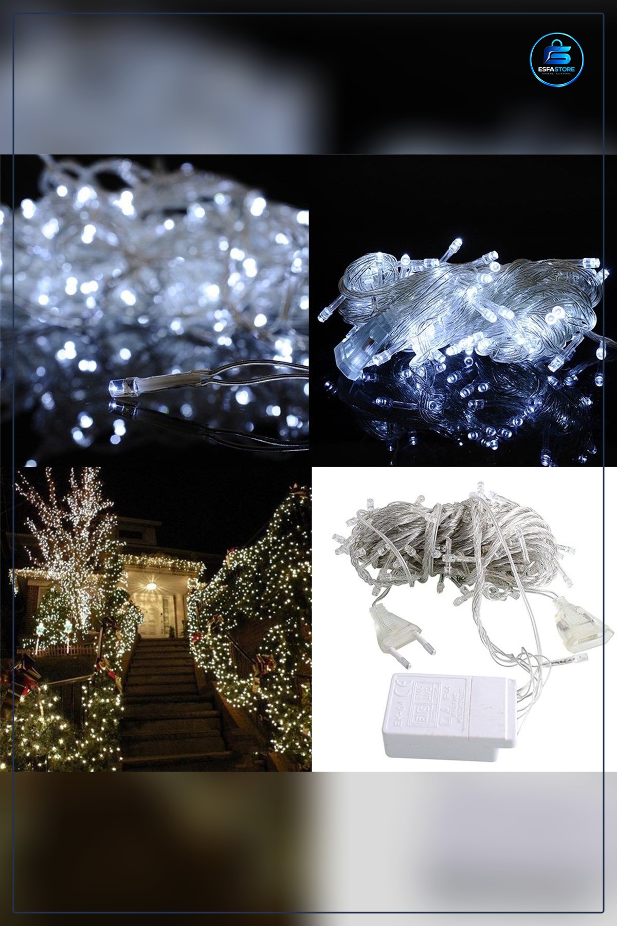 Dekor Lambası 100 LED 10 Metre 8 Fonksiyonlu Beyaz Aydınlatma Peri Işığı Dekoratif Dize Işık