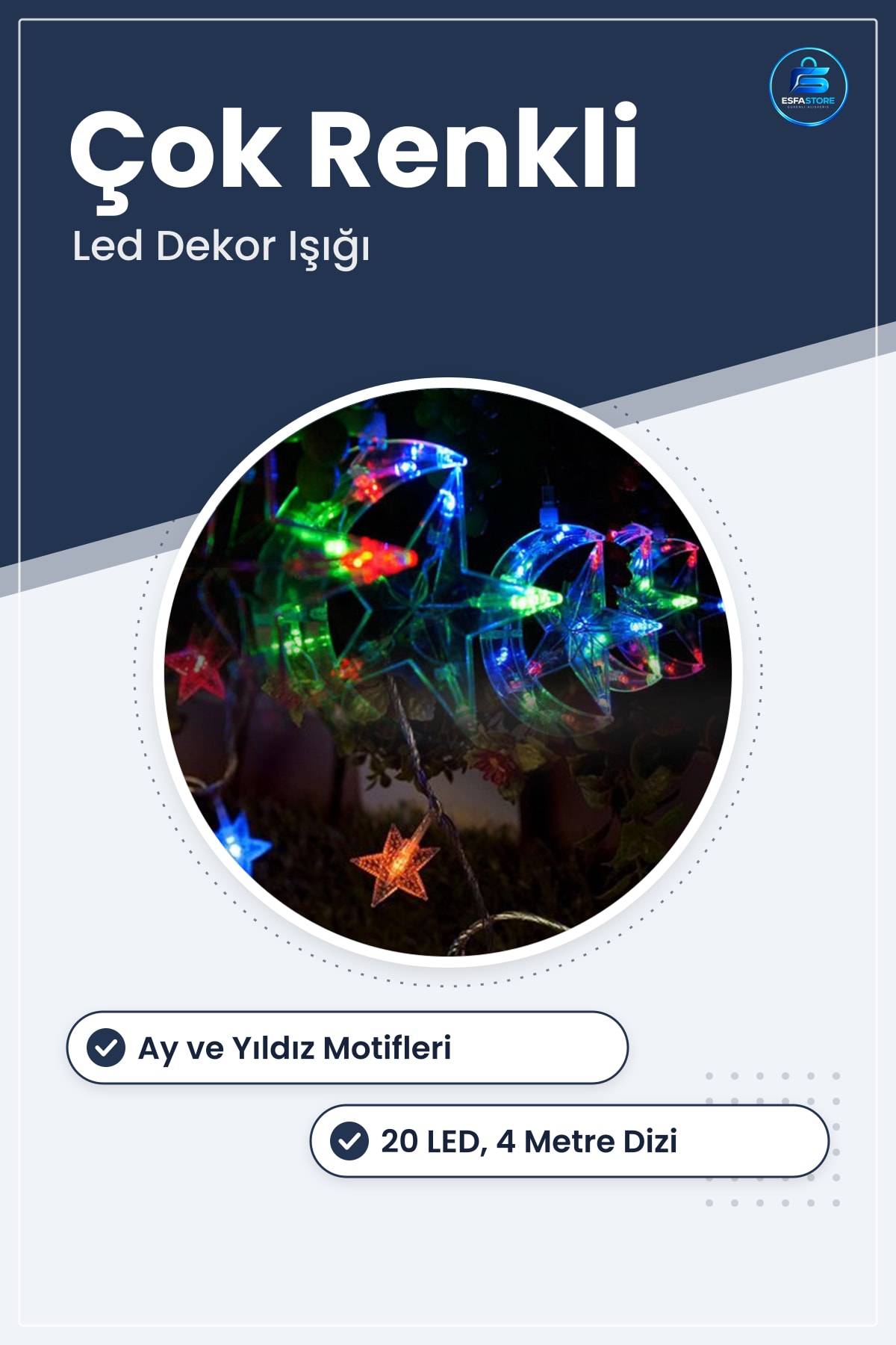 Dekor Lambası Ay Yıldız Tasarımlı Ledli Işıklı Dekoratif Aydınlatma Kullanışlı Hediyelik Pratik