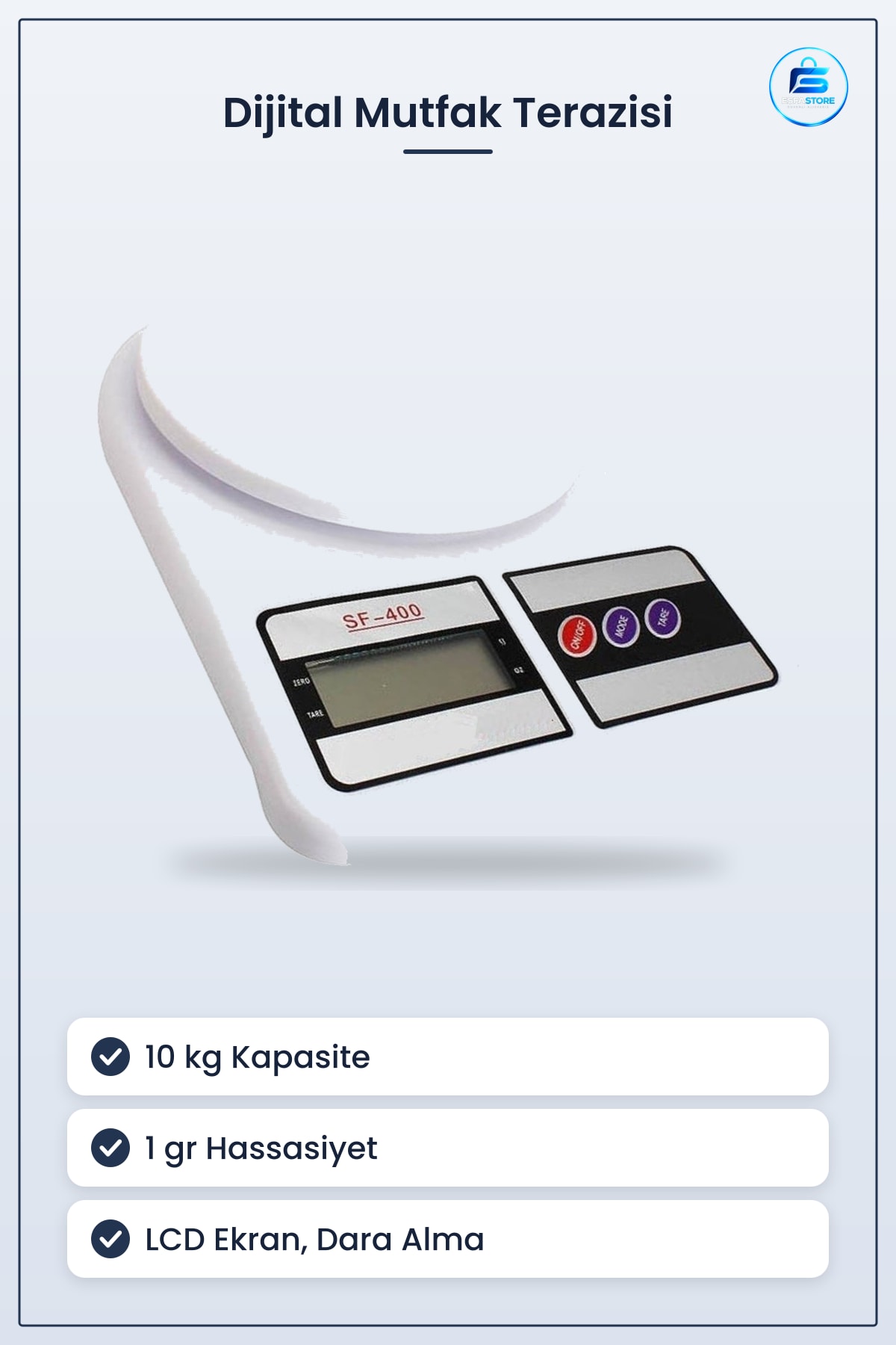 Dijital Mutfak Terazisi LCD Ekranlı 10 kg Kapasite 1 gr Hassasiyet Oz Birimli Hassas Baskül