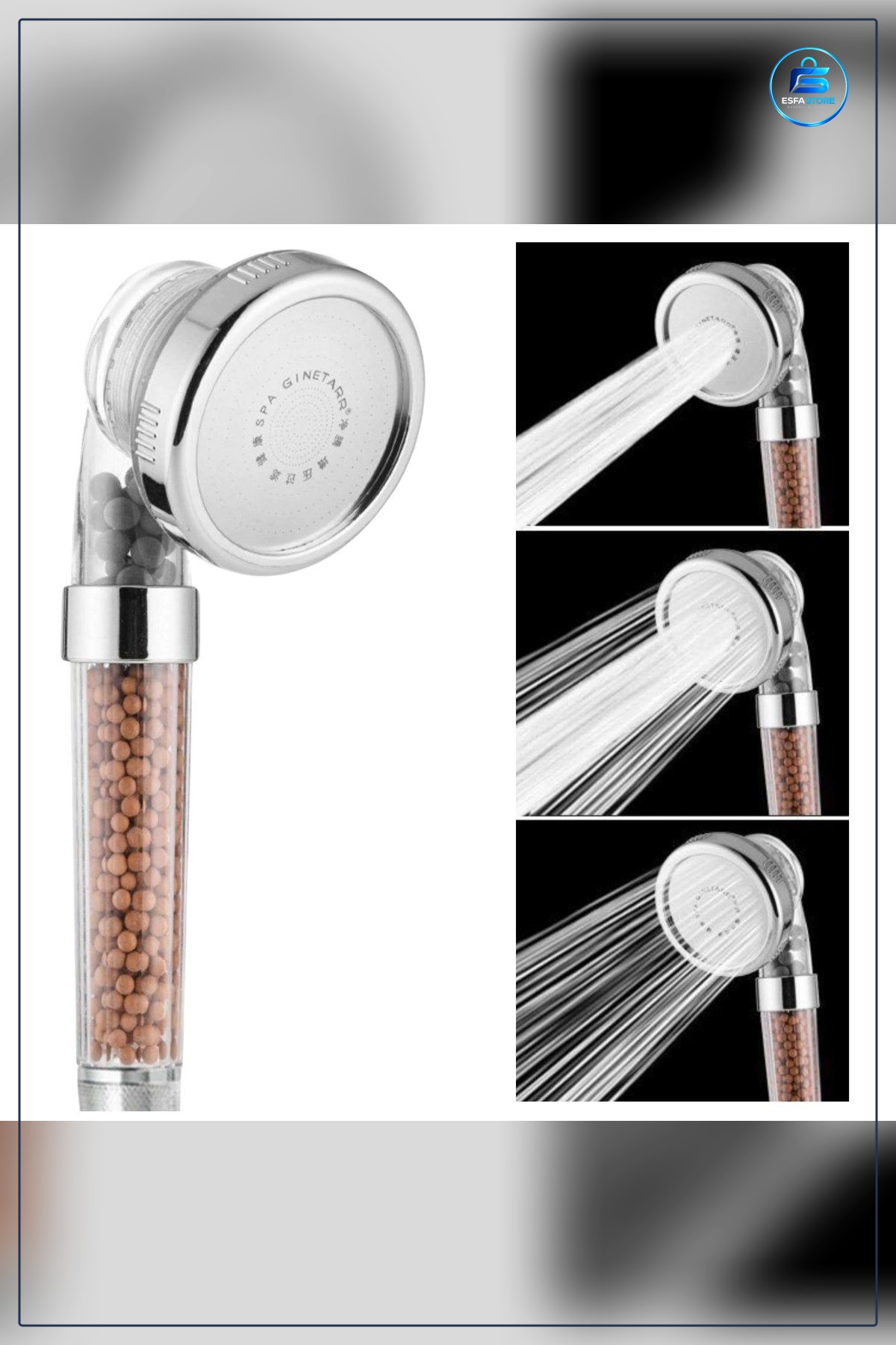 El Duş Başlığı Banyo %50 Su Tasarruflu Arıtmalı Doğal Taşlı Relax Fiskiyesi 21 cm x 6
