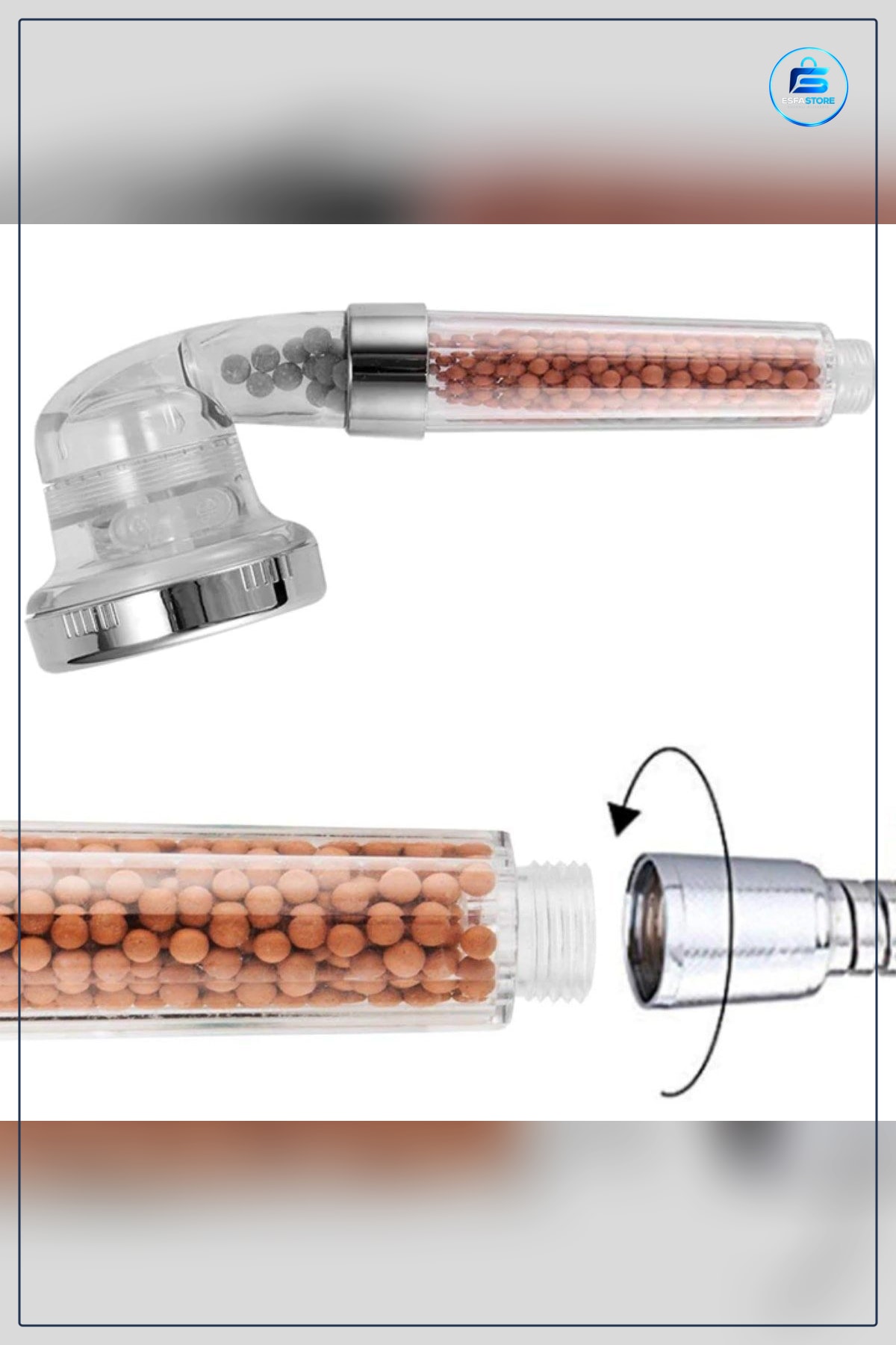 El Duş Başlığı Banyo %50 Su Tasarruflu Arıtmalı Doğal Taşlı Relax Fiskiyesi 21 cm x 6