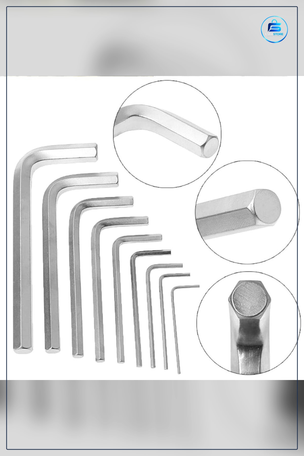 Alyan Anahtar Takımı 9 Parça Çelik Kısa Düz Köşe Seti 10 mm 80 Altıgen Ölçü Aralığı