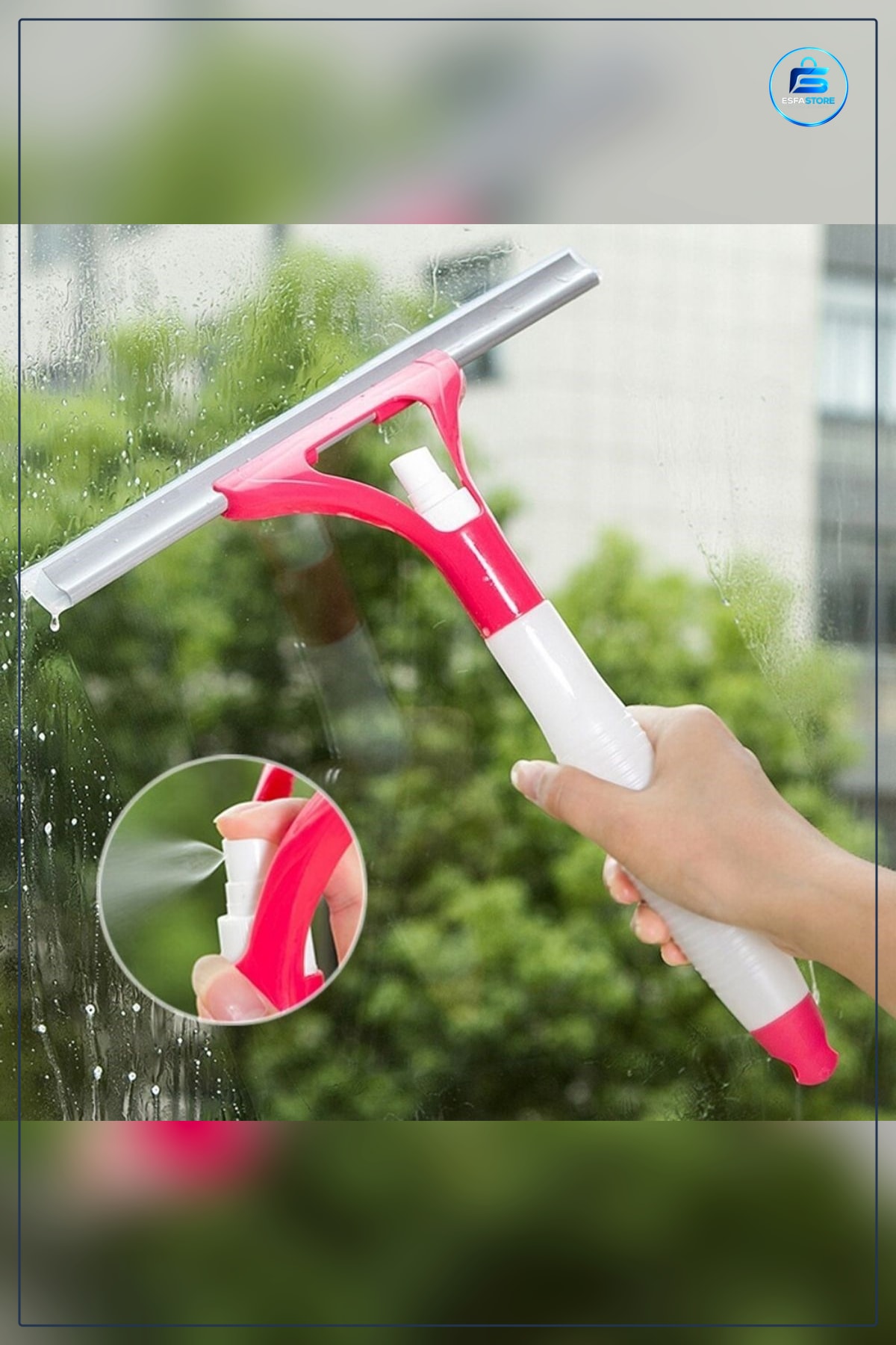 Spreyli Cam Silme Aparatı 25,5 cm x 31 Pencere Ayna Tezgah Duşakabin Temizleyici Püskürtmeli
