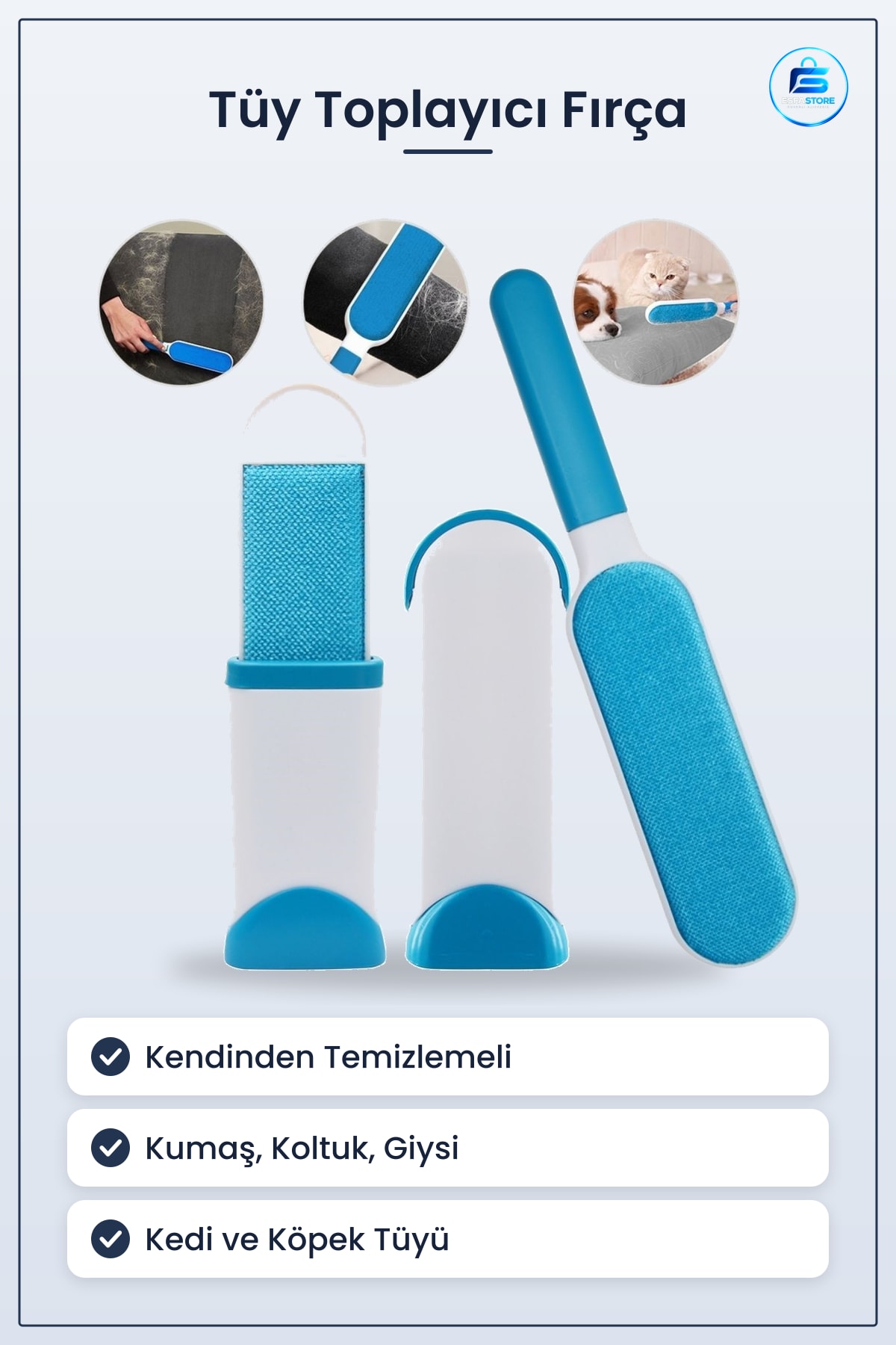 Kendinden Temizlemeli Kıl Tüy Toplayıcı Tarak Kedi Köpek Fırçası Kumaş Temizleyici Pratik