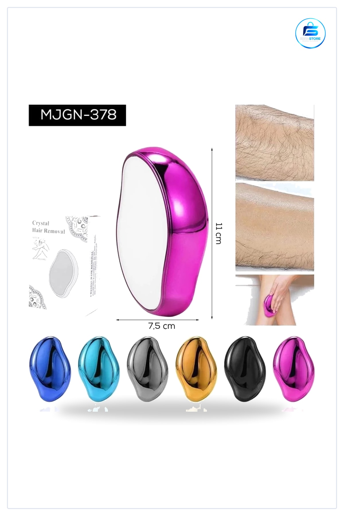 Kristal Epilasyon Taşı Acsız Hassas Ciltler İçin Peeling Tüy Temizleyici Ergonomik Tasarım