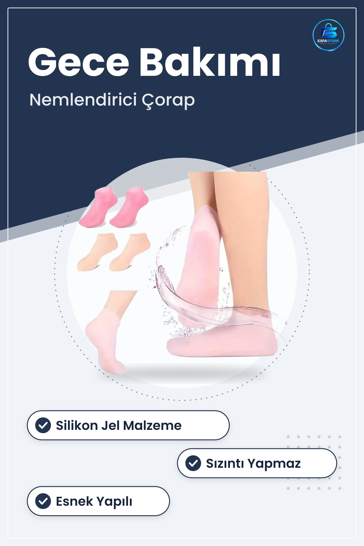 Silikon Jel Ayak Nemlendirici Çorap Gece Kullanımlı Güzellik Bakım Çorabı İpeksi Ayaklar İçin