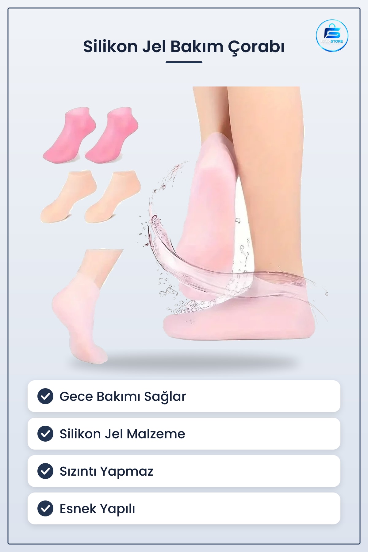 Silikon Jel Ayak Nemlendirici Çorap Gece Kullanımlı Güzellik Bakım Çorabı İpeksi Ayaklar İçin