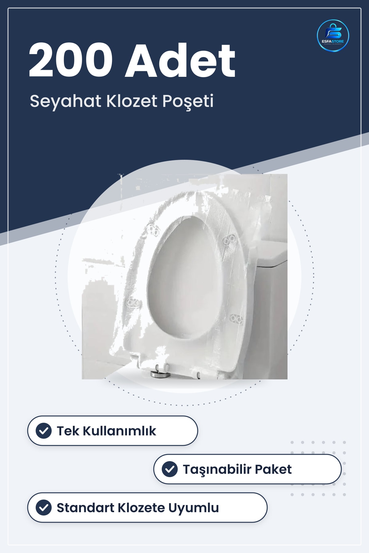 Tek Kullanımlık Klozet Kapağı Poşeti 200 Adet Hijyenik Seyahat Seti Koruyucu Taşınabilir Tuvalet