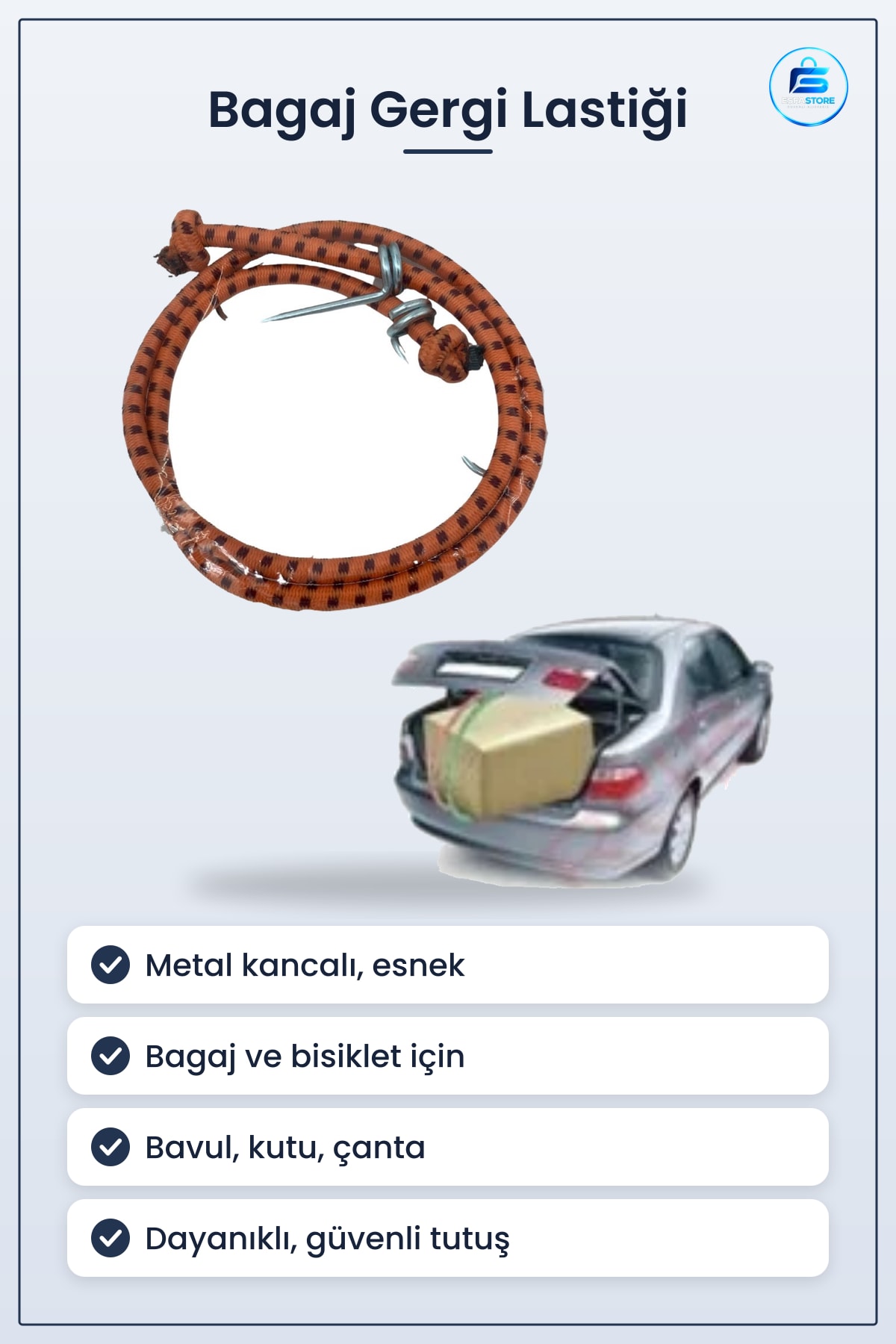 Bagaj Gergi Lastiği Kancalı Esnek Sabitleme Bisiklet Motosiklet Araç Taşıma Dayanıklı Pratik