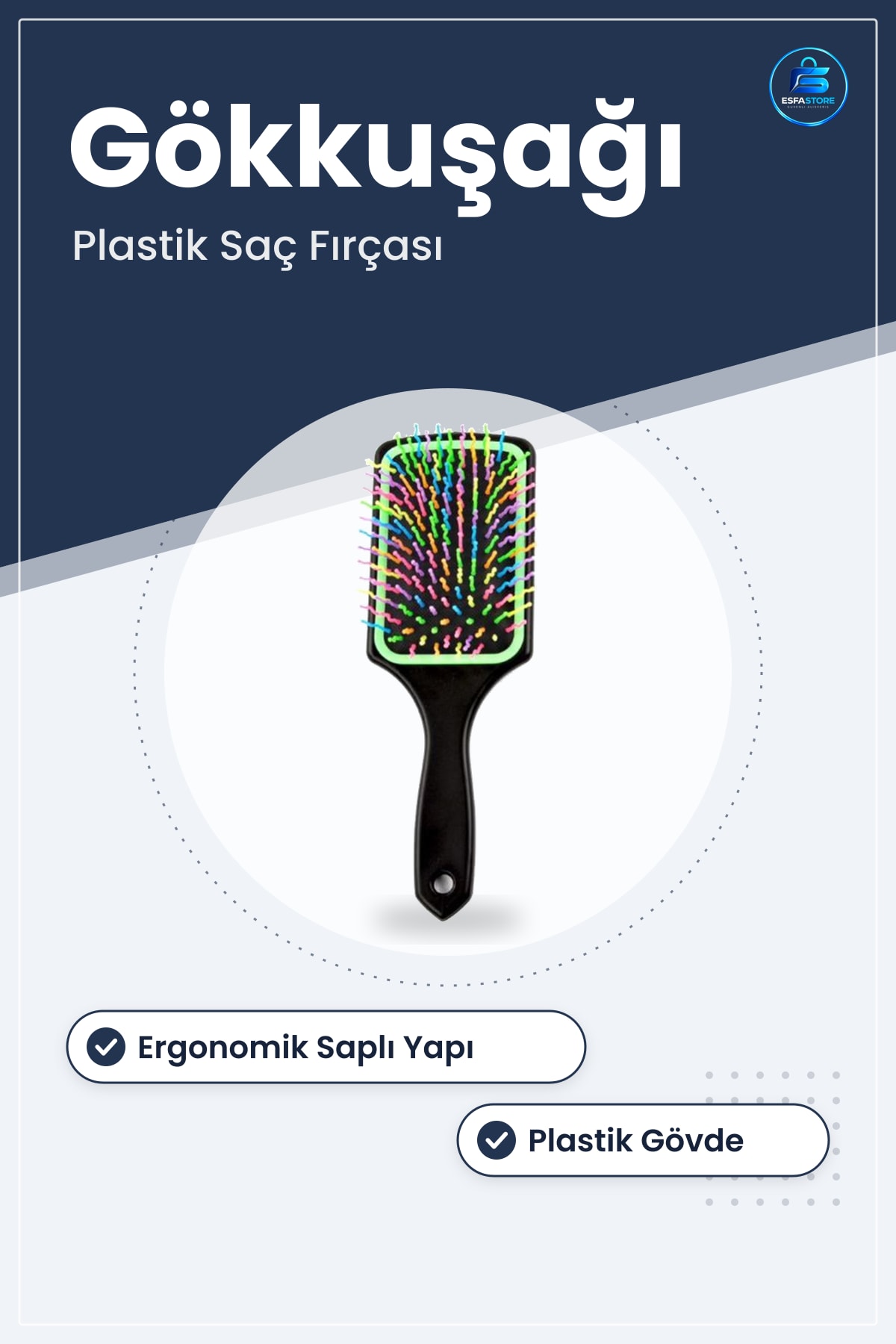 Saç Frıçası Açıcı Gökkuşağı Renkli Uçlu Plastik Ergonomik Tarak Pratik Dayanıklı Hediyelik