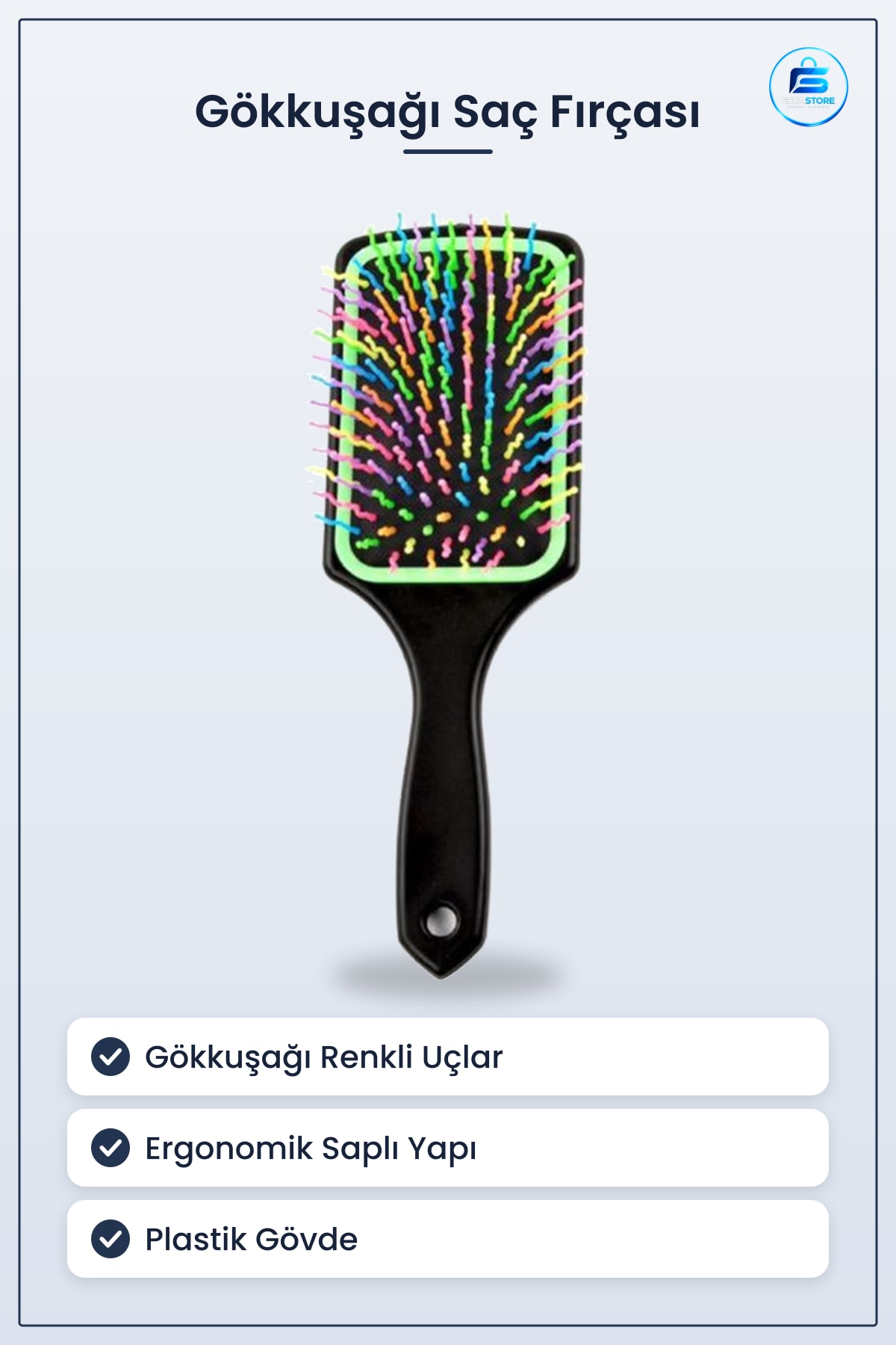 Saç Frıçası Açıcı Gökkuşağı Renkli Uçlu Plastik Ergonomik Tarak Pratik Dayanıklı Hediyelik