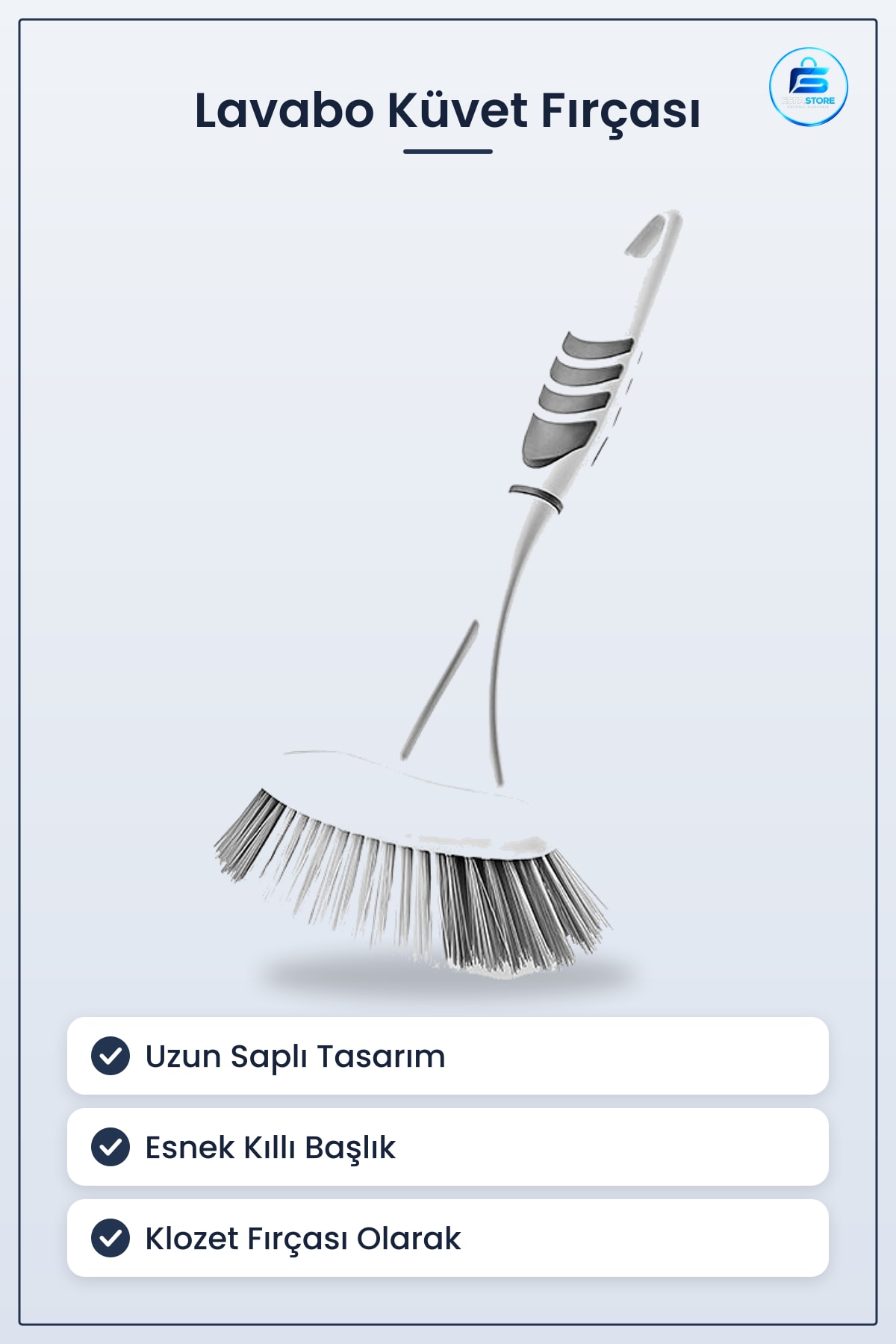 Lavabo Küvet Fırçası Uzun Saplı Esnek Kıllı Klozet Dayanıklı Pratik Ev Temizlik Aracı Kullanışlı