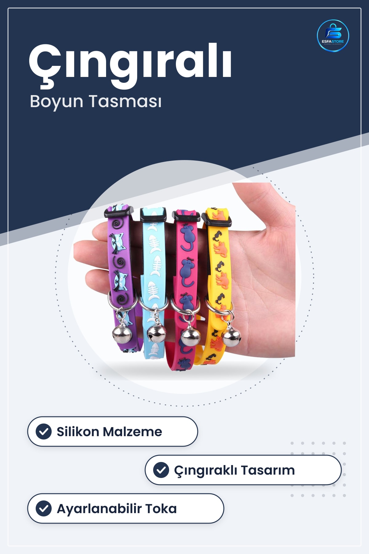 Çıngıraklı Zilli Silikon Kedi Köpek Boyun Tasması Sevimli Renkli Dekoratif Evcil Hayvan Aksesuarı