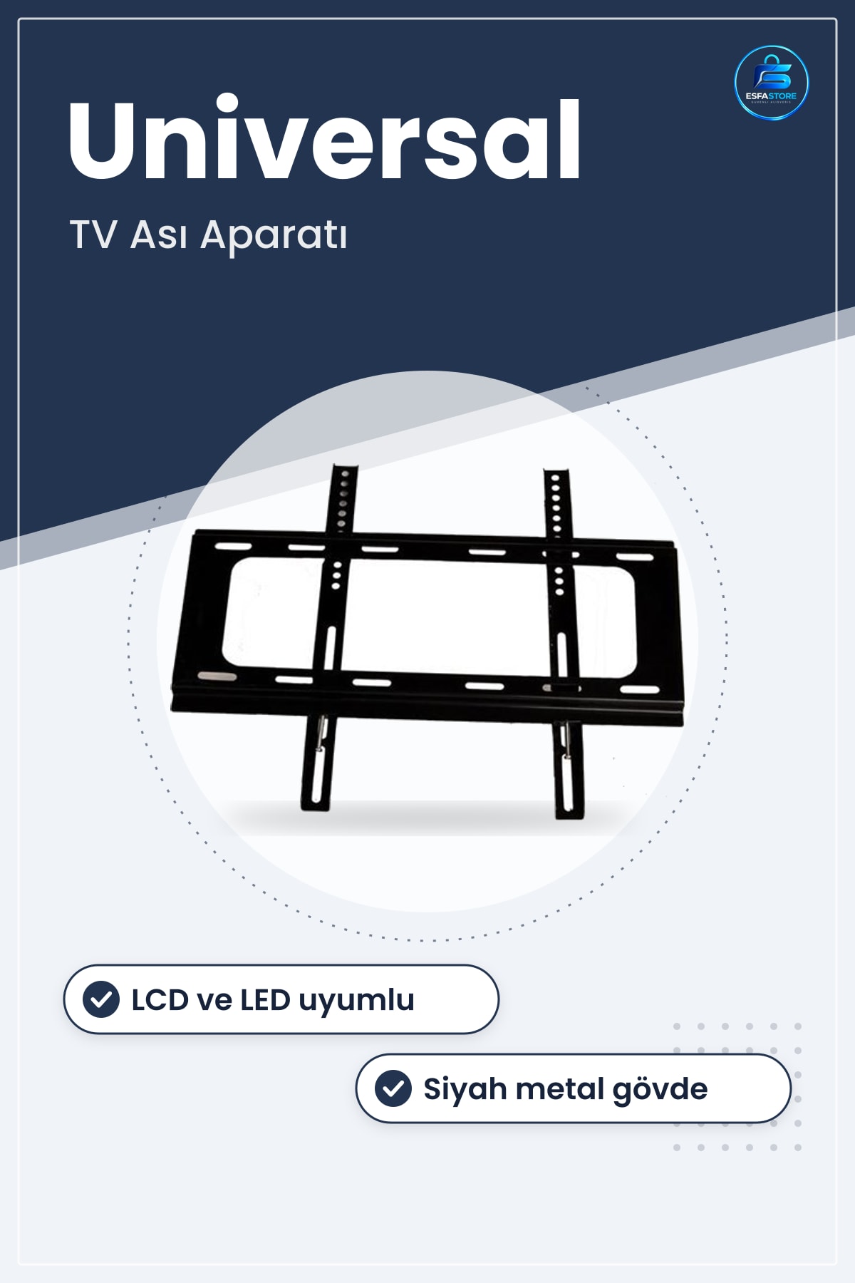 Duvar Tipi Televizyon Ası Aparatı Universal LCD LED Ekran Uyumlu Pratik Kullanışlı Montaj Seti