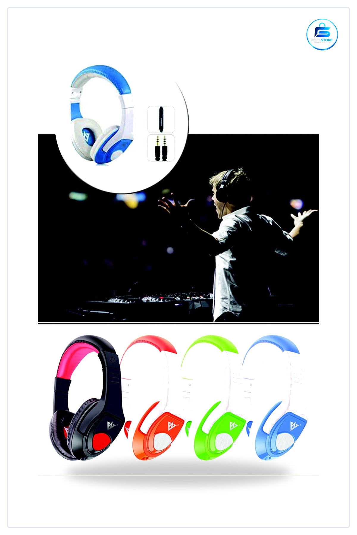 Mikrofonlu Bilgisayar Kulaklığı 40mm Sürücülü 35 mm Jak Girişli Gürültü Engelleyici Oyun
