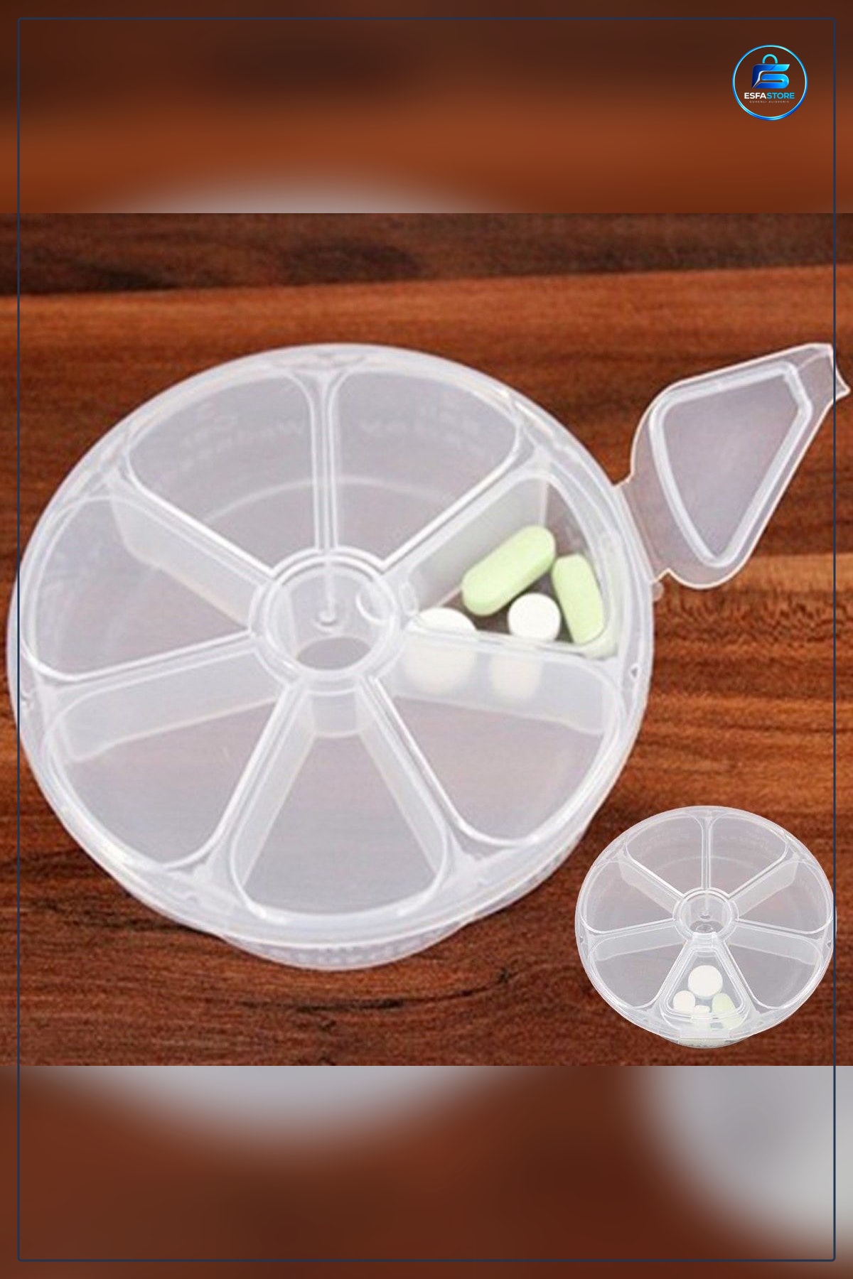 Haftalık İlaç Saklama Kutusu 7 Günlük Plastik Hatırlatıcılı Yuvarlak Hap Düzenleyici