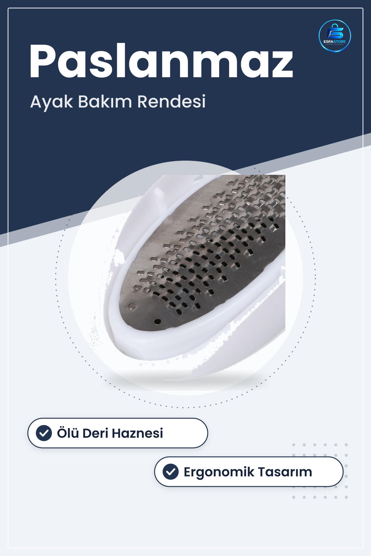 Paslanmaz Çelik Topuk Törpüsü Ayak Bakım Rendesi Ölü Deri Temizleyici Hazneli Ergonomik Pratik