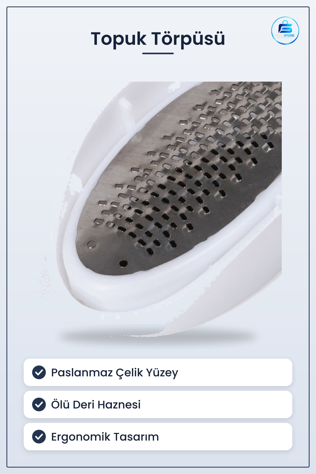 Paslanmaz Çelik Topuk Törpüsü Ayak Bakım Rendesi Ölü Deri Temizleyici Hazneli Ergonomik Pratik