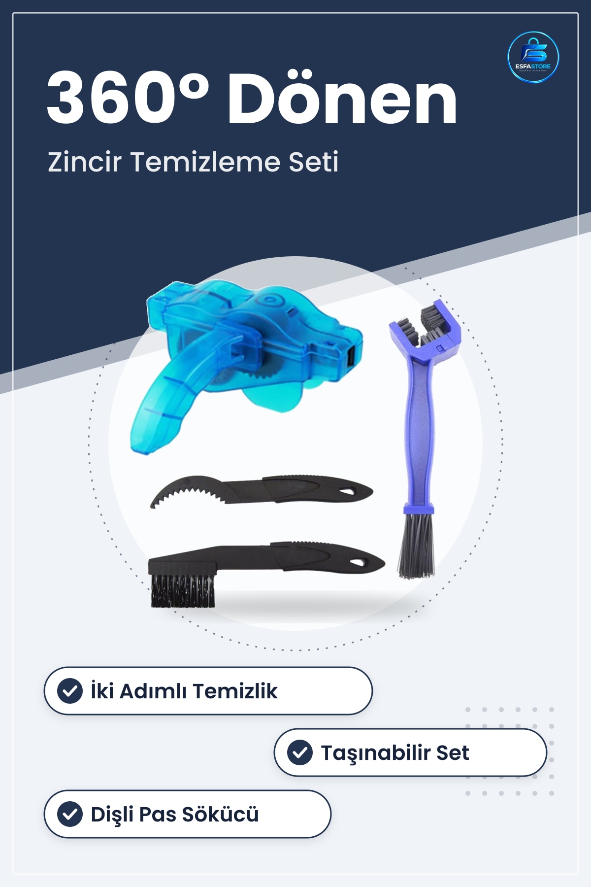 Bisiklet Zinciri Temizleme Seti Dişli Pas Sökücü Fırça Bakım Aparatı Kullanışlı Pratik