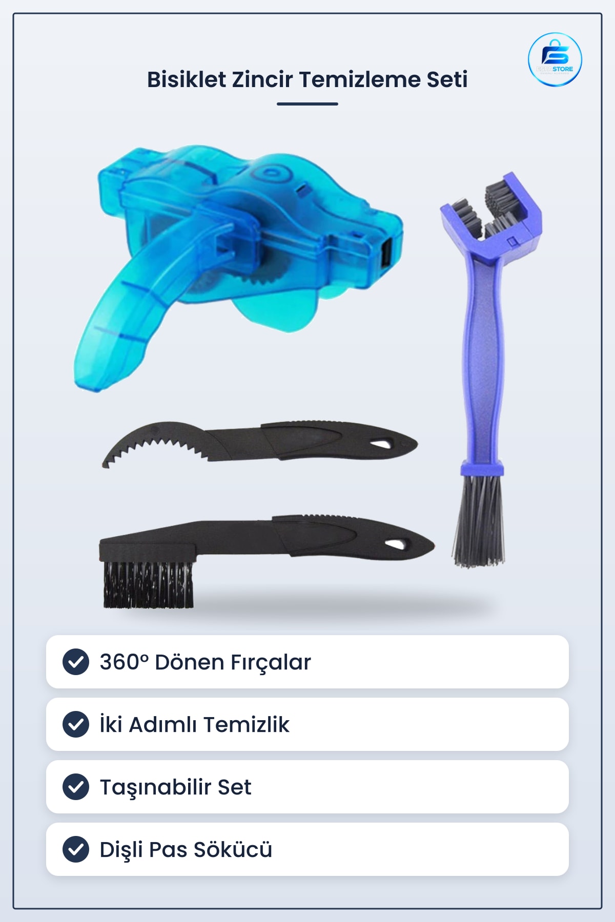 Bisiklet Zinciri Temizleme Seti Dişli Pas Sökücü Fırça Bakım Aparatı Kullanışlı Pratik