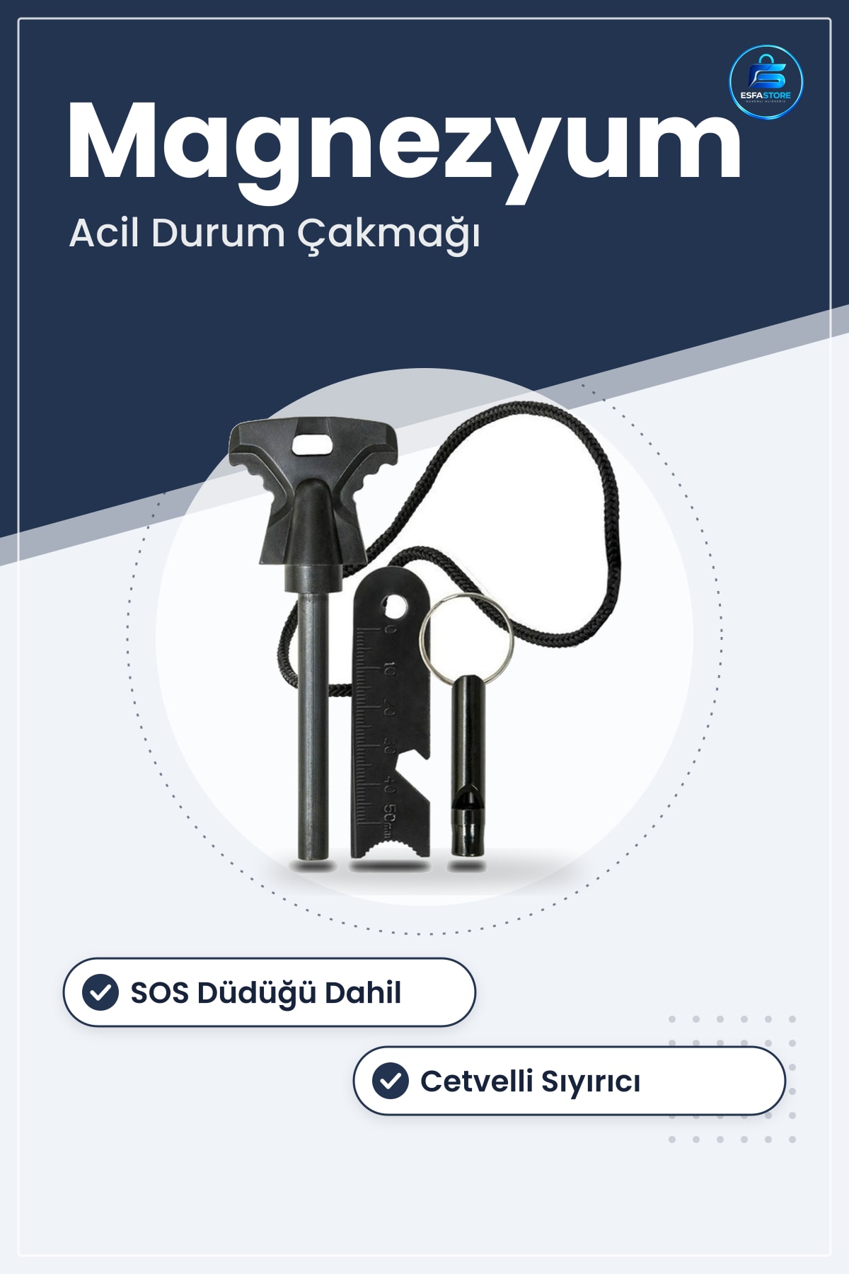 Acil Durum Magnezyum Çakmaktaşı Ateş Başlatıcı Kiti Düdük Hayatta Kalma Kamp Çakmağı Kullanışlı