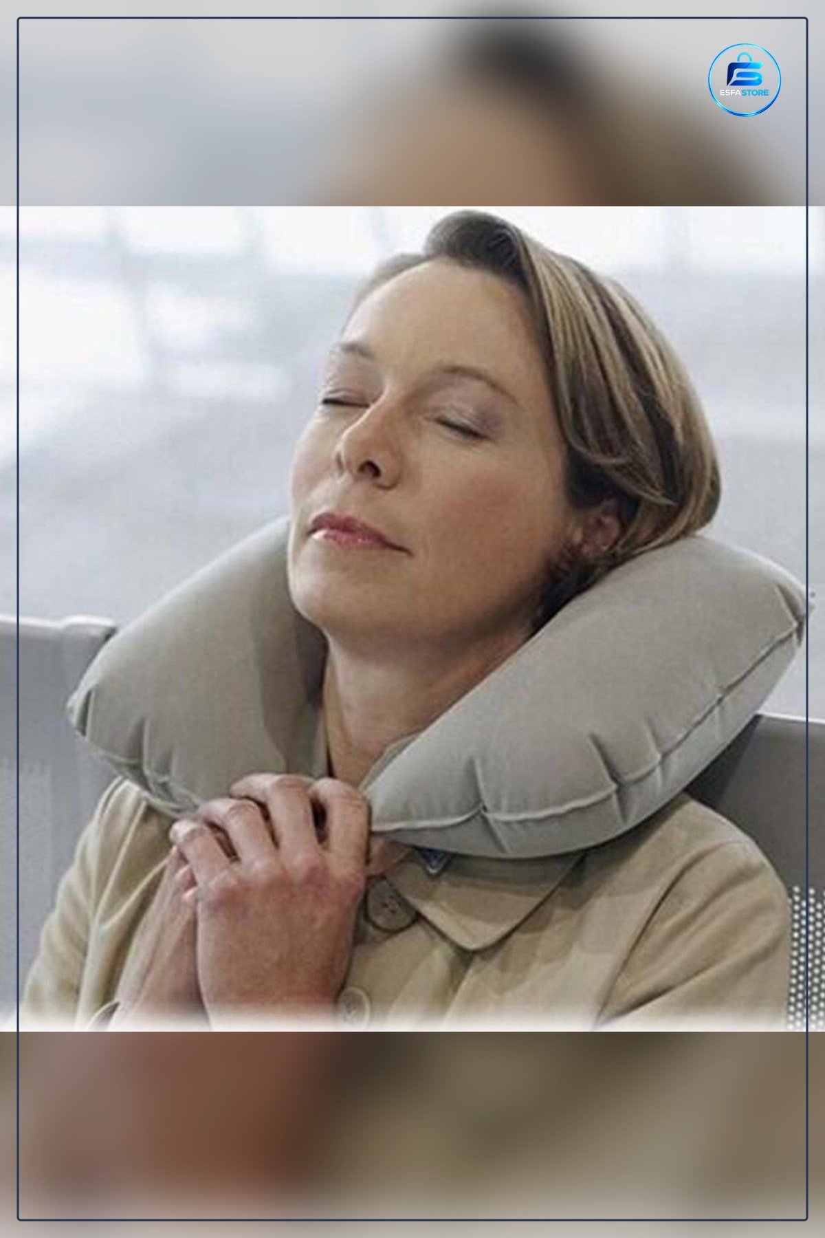 Şişme Seyahat Boyun Yastığı Ergonomik Ortopedik Uyku Yardımcısı 43 x 275 cm Yolculuk