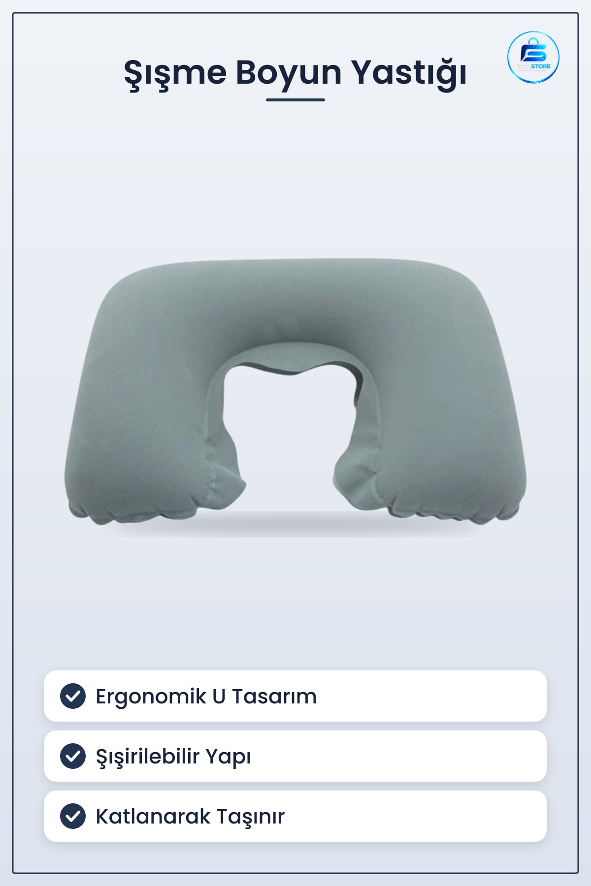 Şişme Seyahat Boyun Yastığı Ergonomik Ortopedik Uyku Yardımcısı 43 x 275 cm Yolculuk
