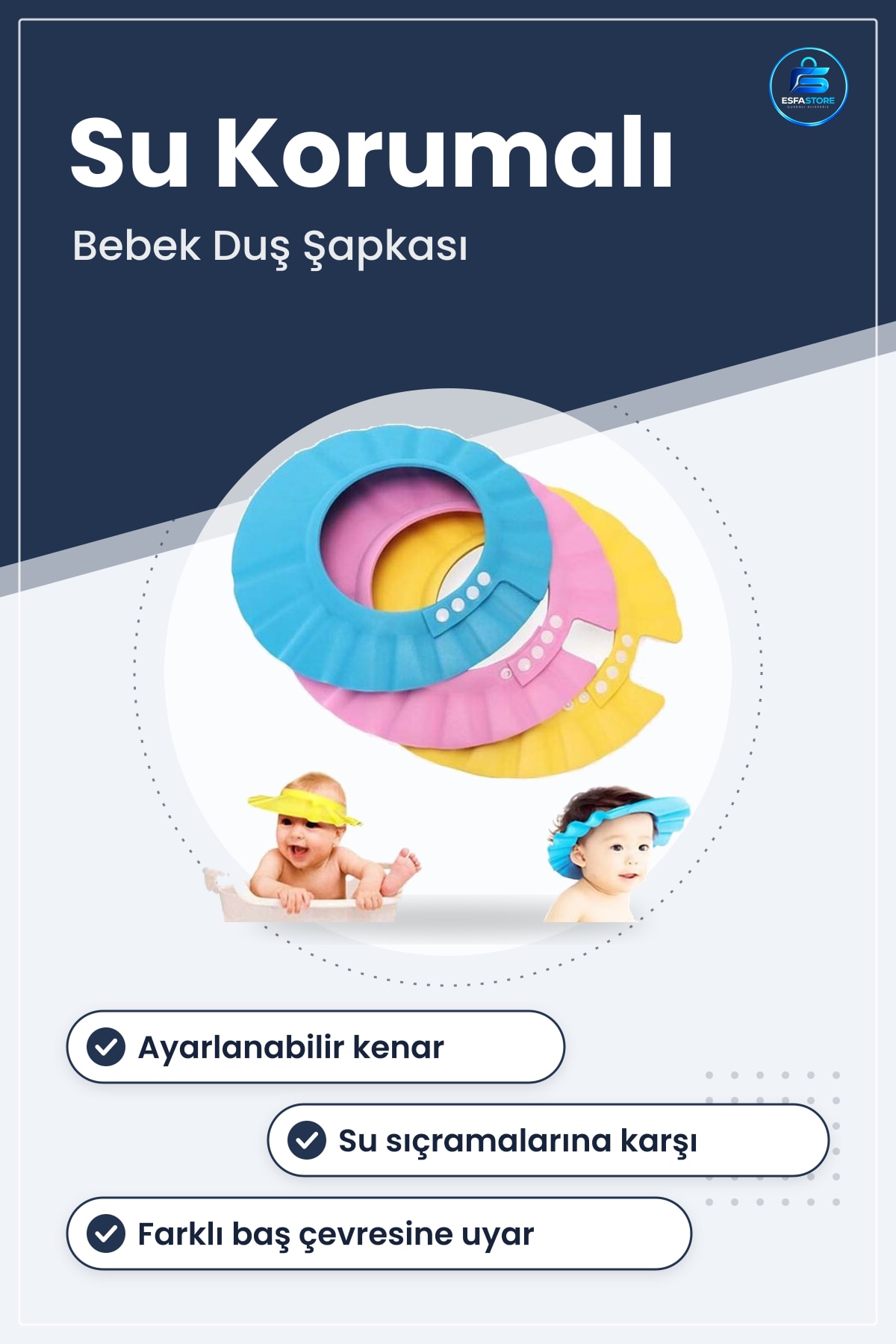 Bebek Banyo Şapkası Ayarlanabilir Küvet Başlığı Çocuk Duş Koruyucu Pembe Yıkama Siperliği