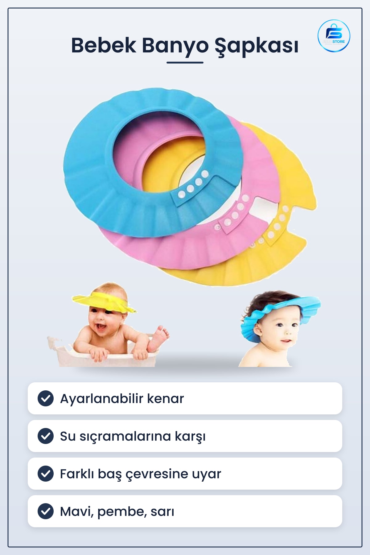 Bebek Banyo Şapkası Ayarlanabilir Küvet Başlığı Çocuk Duş Koruyucu Pembe Yıkama Siperliği
