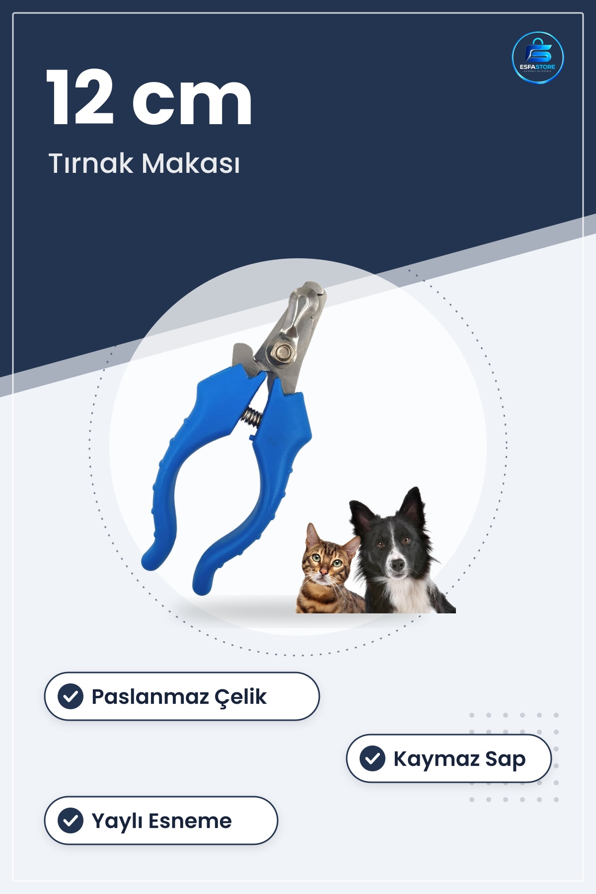 Kedi Köpek Tırnak Makası Paslanmaz Çelik Yaylı Kesici Kaymaz Saplı Pratik Evcil Hayvan Bakım Aracı