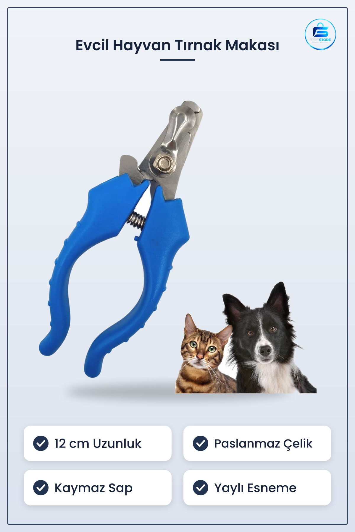 Kedi Köpek Tırnak Makası Paslanmaz Çelik Yaylı Kesici Kaymaz Saplı Pratik Evcil Hayvan Bakım Aracı