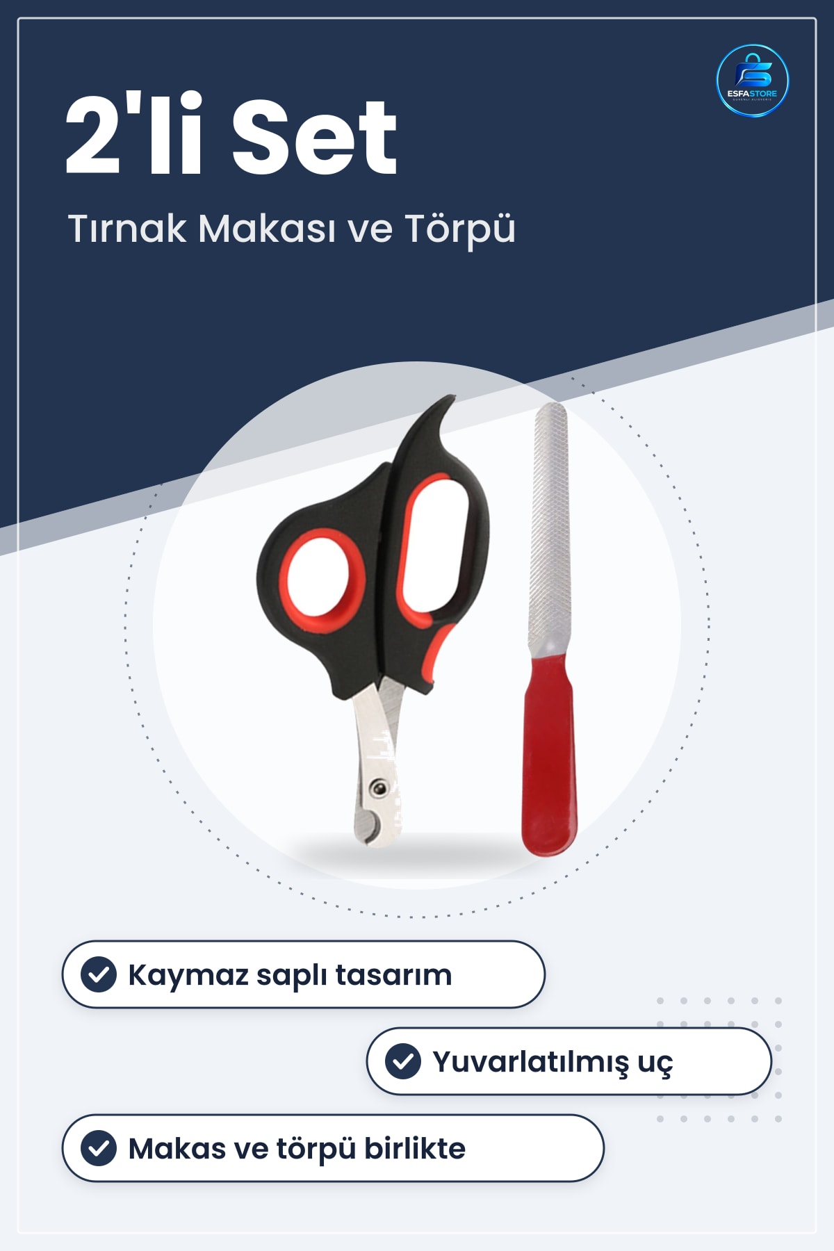 Evcil Hayvan Tırnak Makası Törpü Seti Kedi Köpek Tavşan Pati Bakım Aleti Kaymaz Sap Pratik