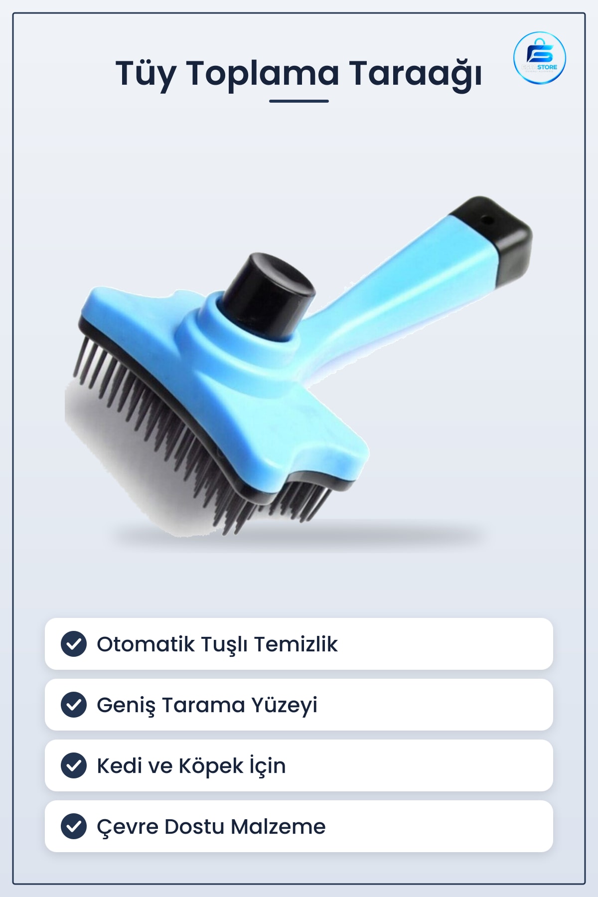 Kedi Köpek Tüy Toplayıcı Otomatik Tuşlu Pet Tarak Kaşıma Fırçası Dökülen Kılları Temizleyici