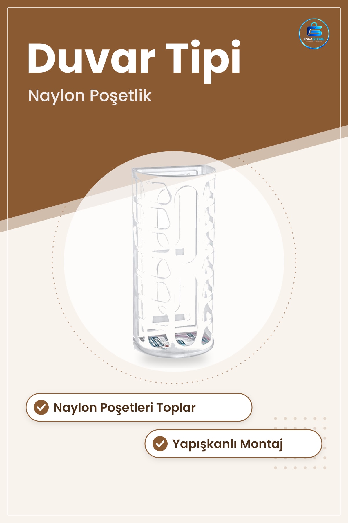 Poşetlik Mutfak Naylon Düzenleyici Duvar Tipi Plastik Sepet Kutusu Pratik Saklama Aparatı Dayanıklı