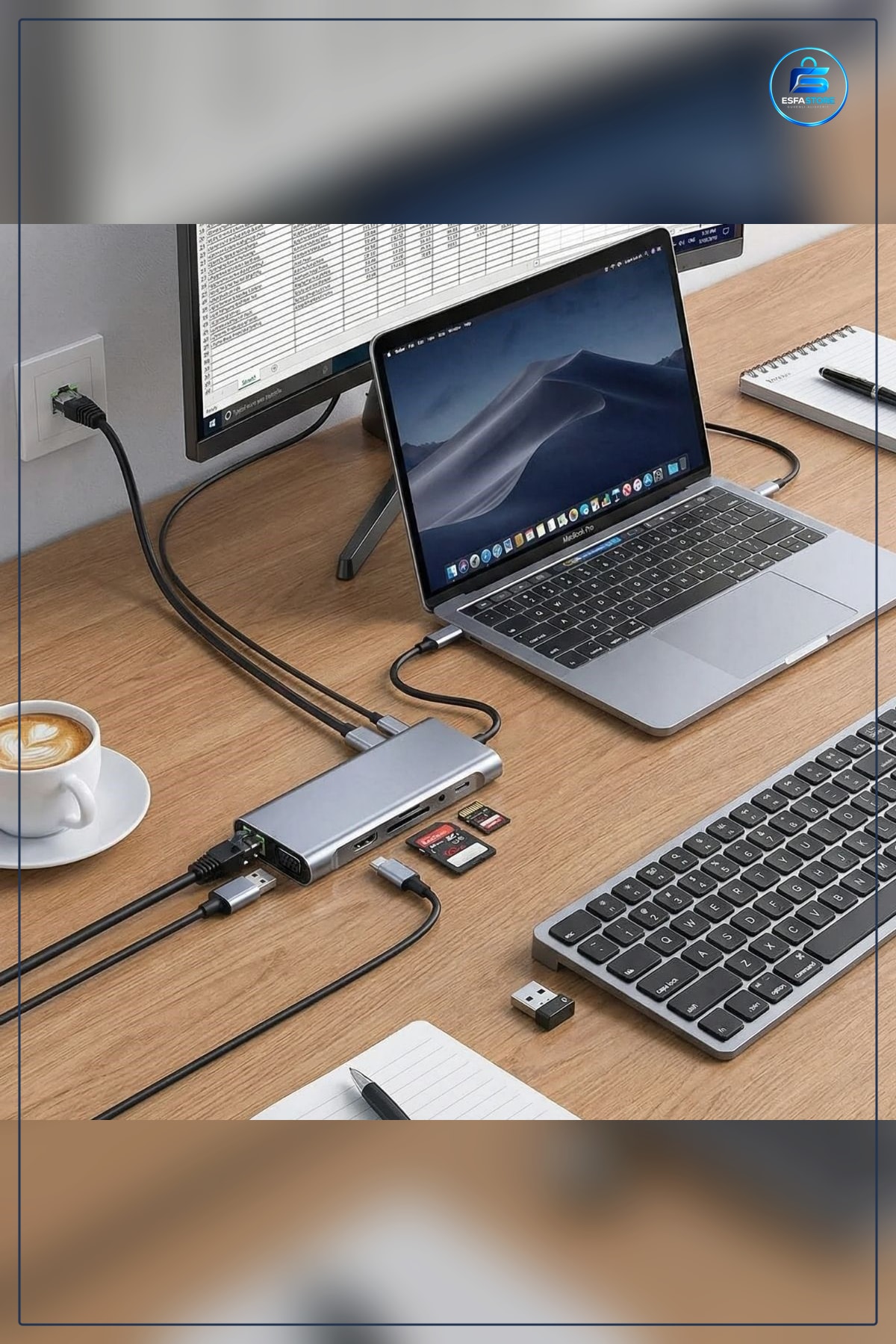 Type C Çoklayıcı Hub HDMI VGA USB Kart Okuyucu RJ45 Ethernet Dönüştürücü Adaptör Kompakt