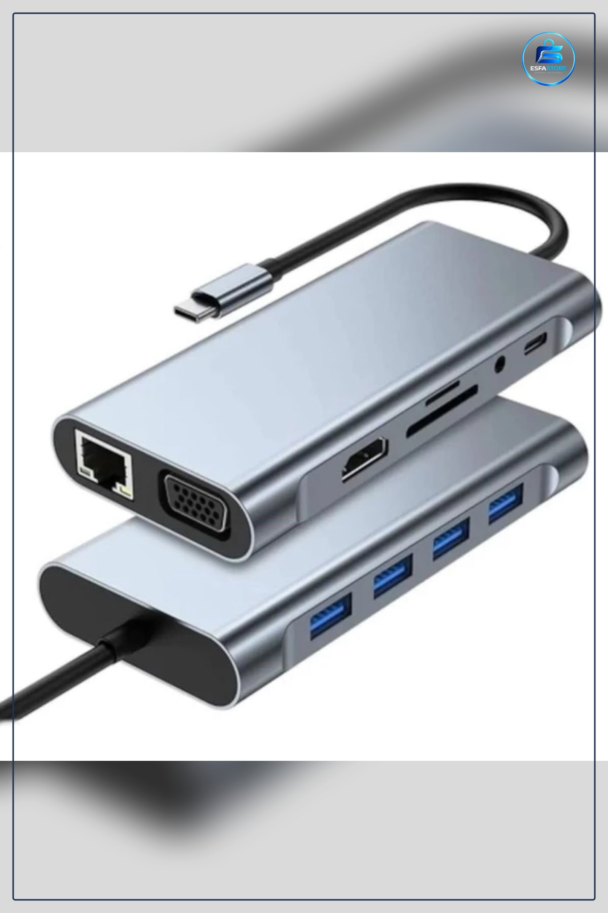 Type C Çoklayıcı Hub HDMI VGA USB Kart Okuyucu RJ45 Ethernet Dönüştürücü Adaptör Kompakt