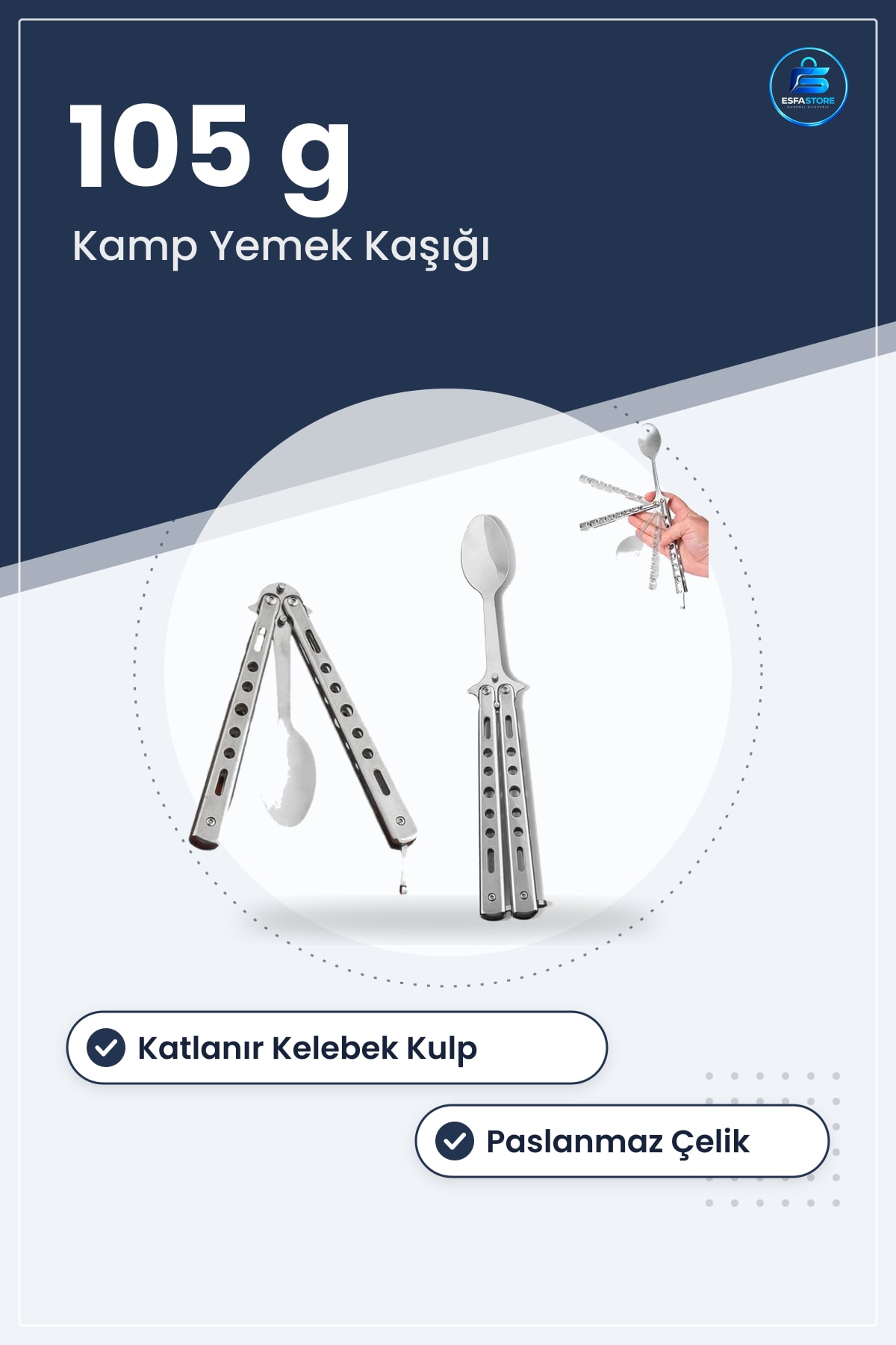 Paslanmaz Çelik Katlanır Kamp Yemek Kaşığı Outdoor Hafif Dayanıklı Pratik Kullanım Hediyelik